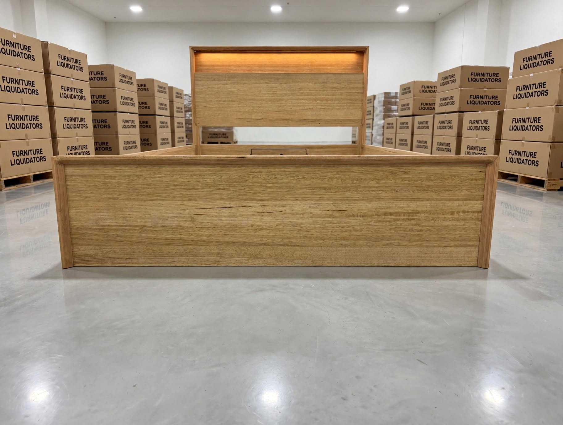 Nashville King Size Bed With Gas Lift Storage In Tassie Oak