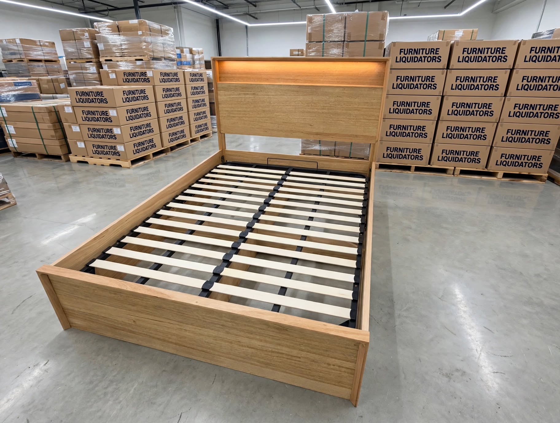Nashville King Size Bed With Gas Lift Storage In Tassie Oak