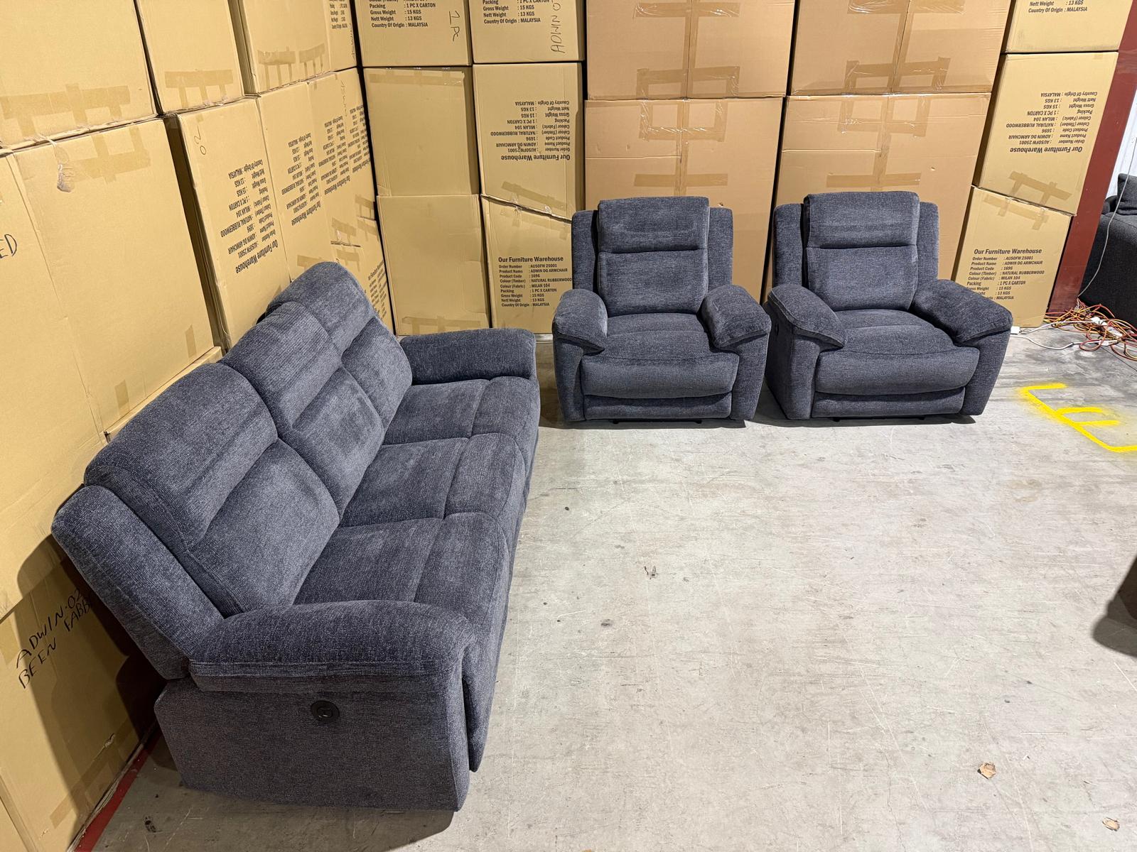 Pilot 3+1+1 Electric Recliners in Licroice