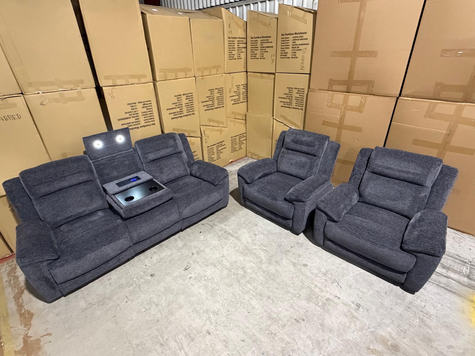Pilot 3+1+1 Electric Recliners in Licroice