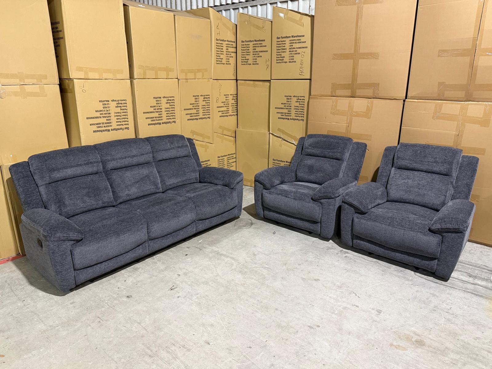 Pilot 3+1+1 Manual Recliners in Licorice