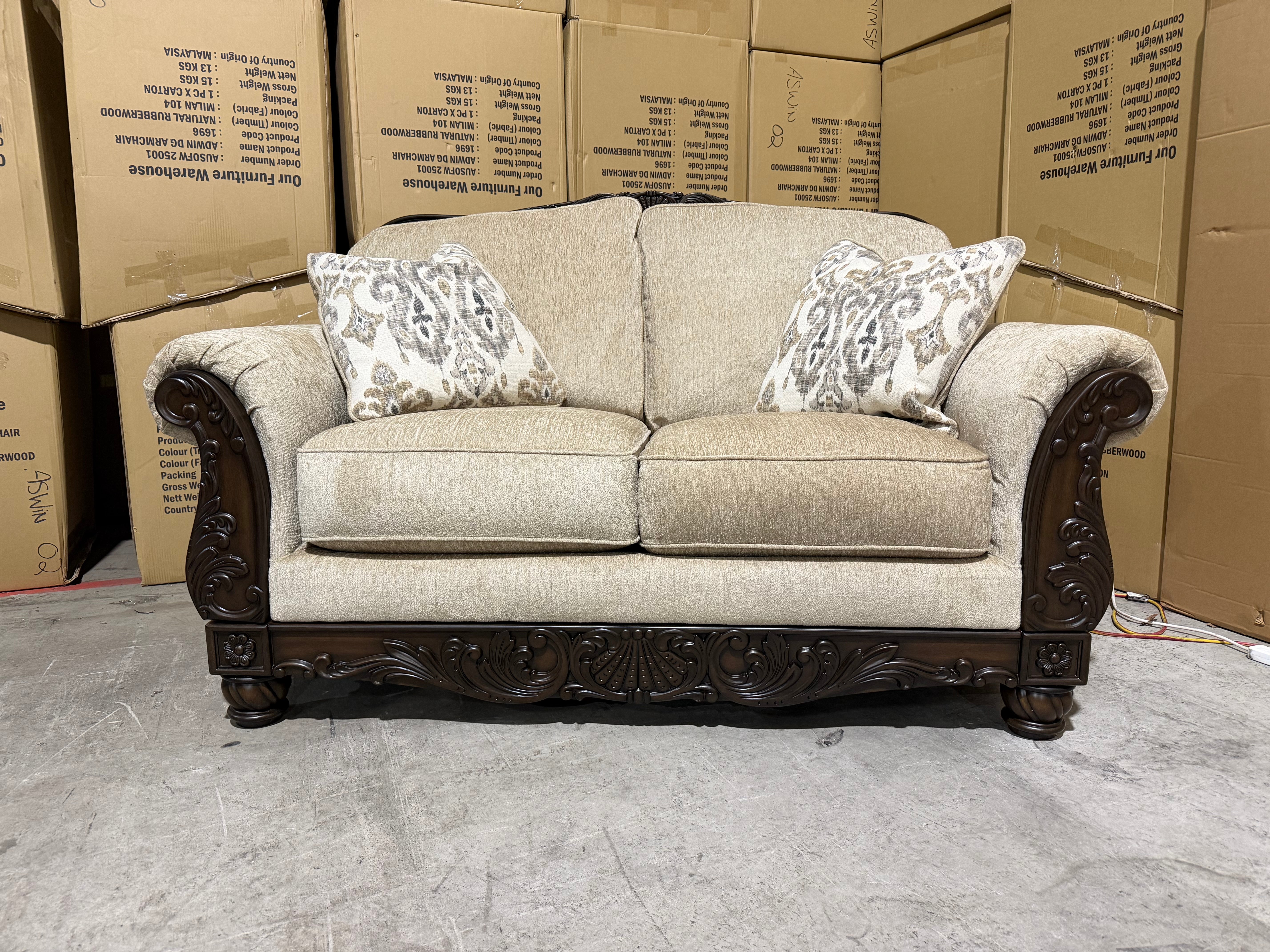 Stirling 2 Seater Sofa Including Scatter Cushions in Taupe