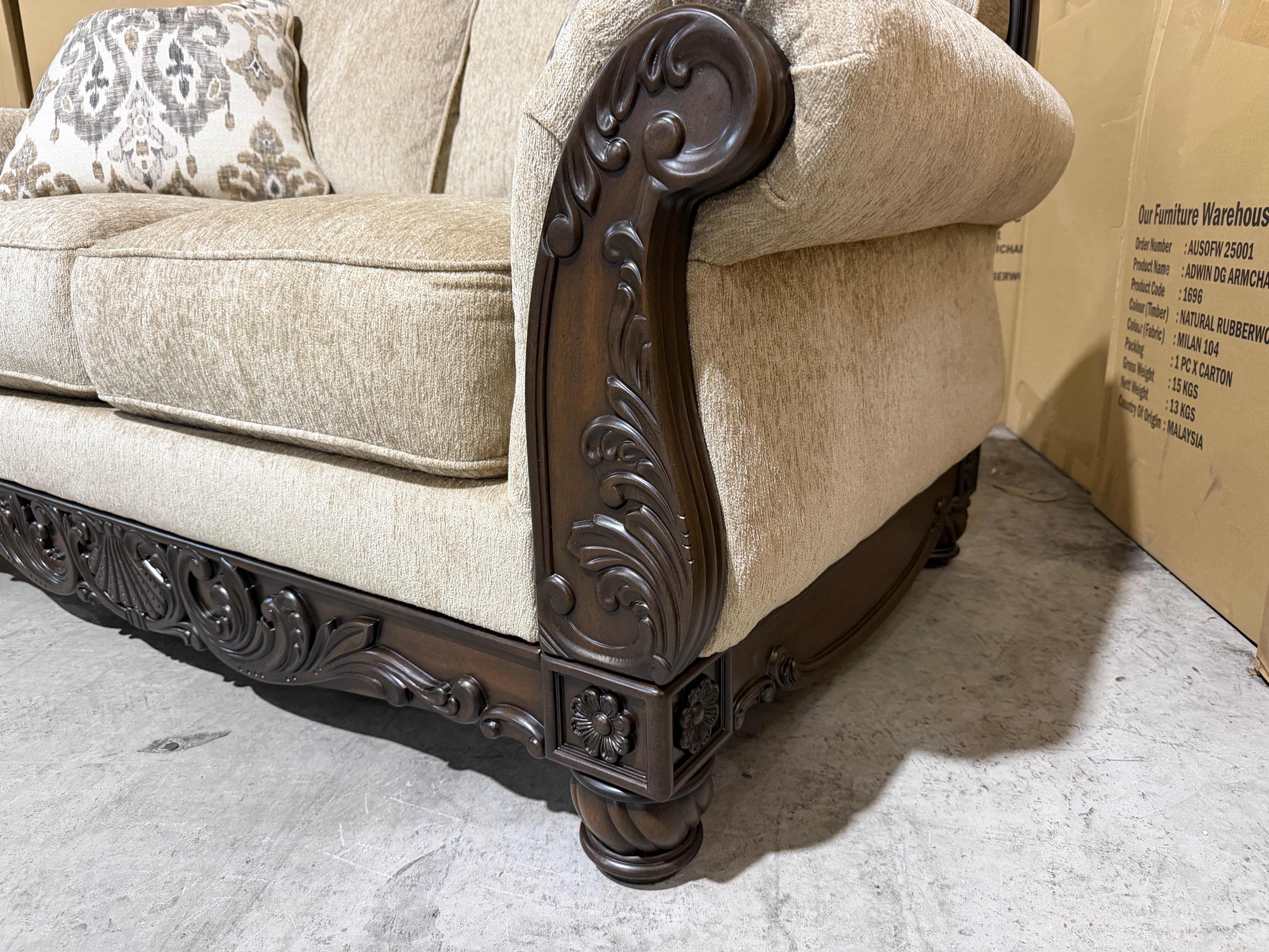 Stirling 2 Seater Sofa Including Scatter Cushions in Taupe