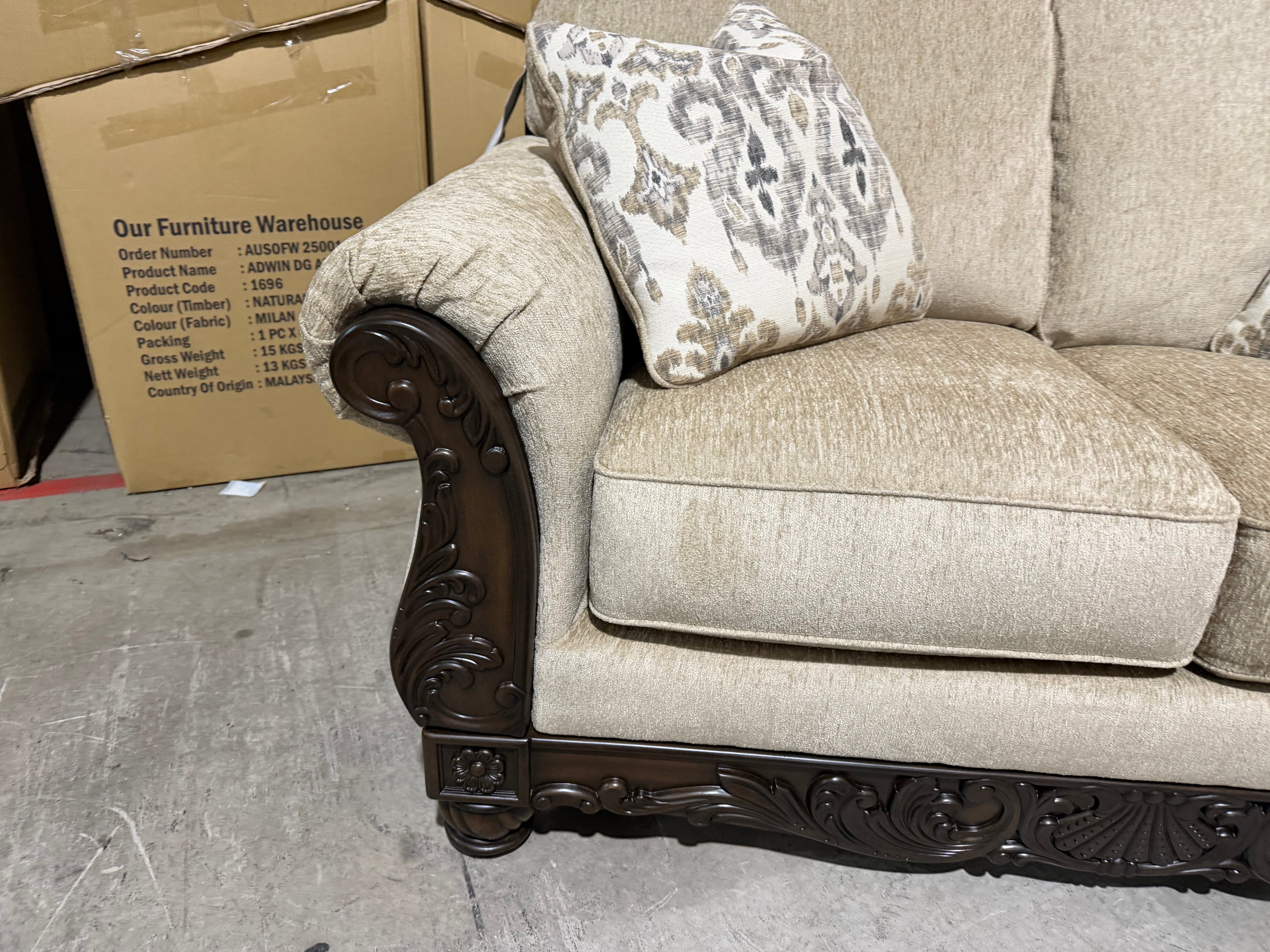 Stirling 2 Seater Sofa Including Scatter Cushions in Taupe