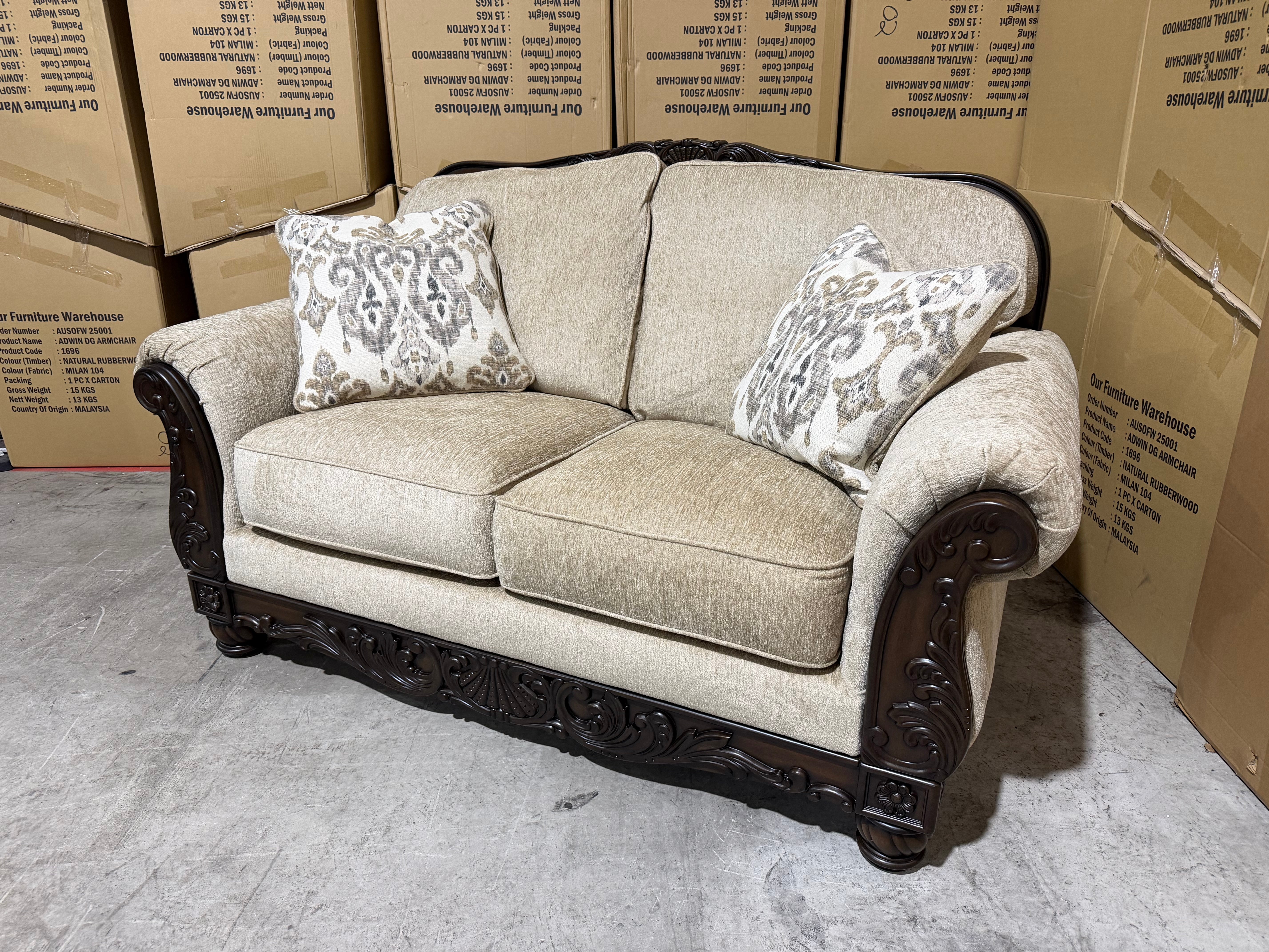 Stirling 2 Seater Sofa Including Scatter Cushions in Taupe