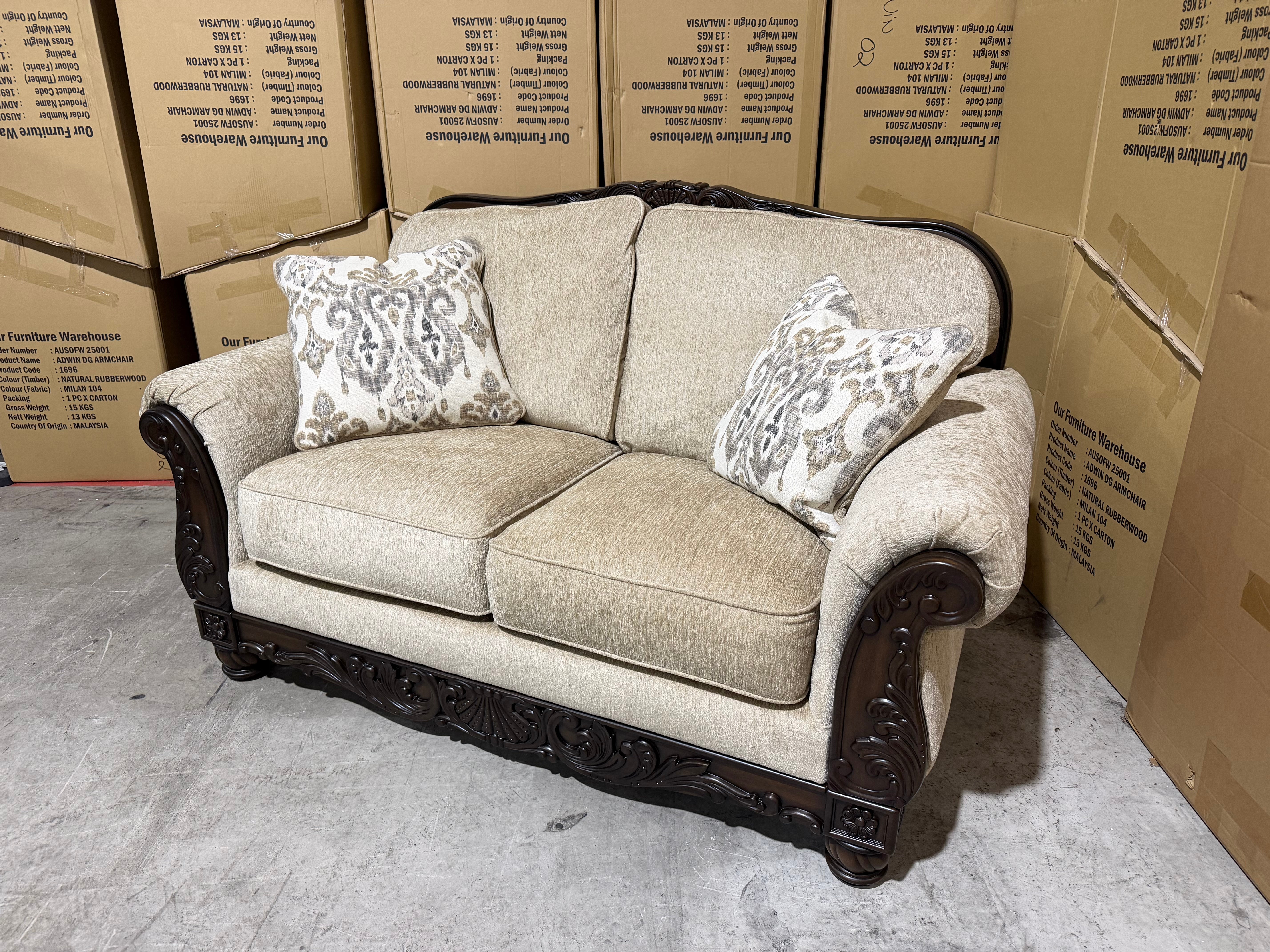 Stirling 2 Seater Sofa Including Scatter Cushions in Taupe