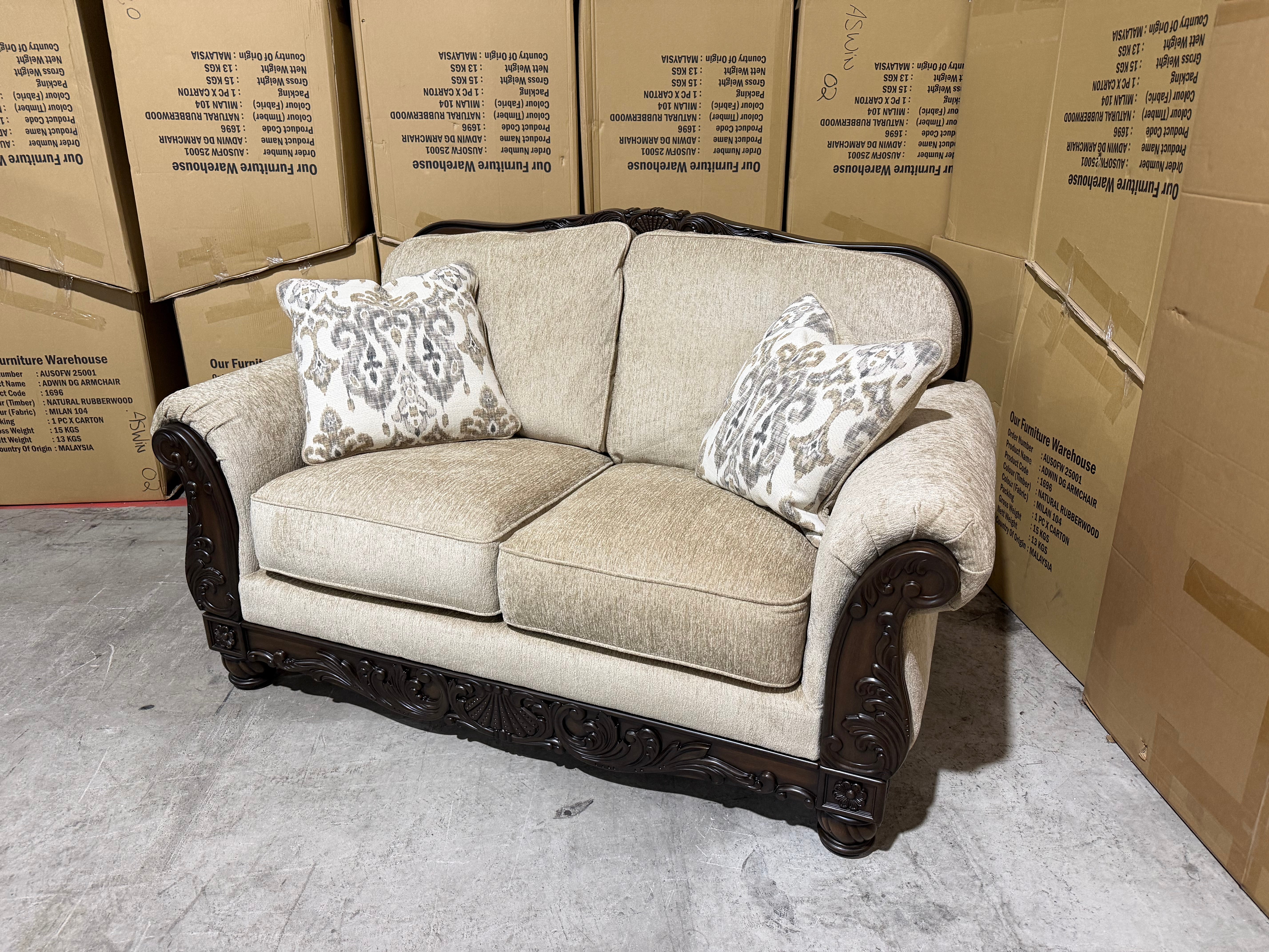 Stirling 2 Seater Sofa Including Scatter Cushions in Taupe