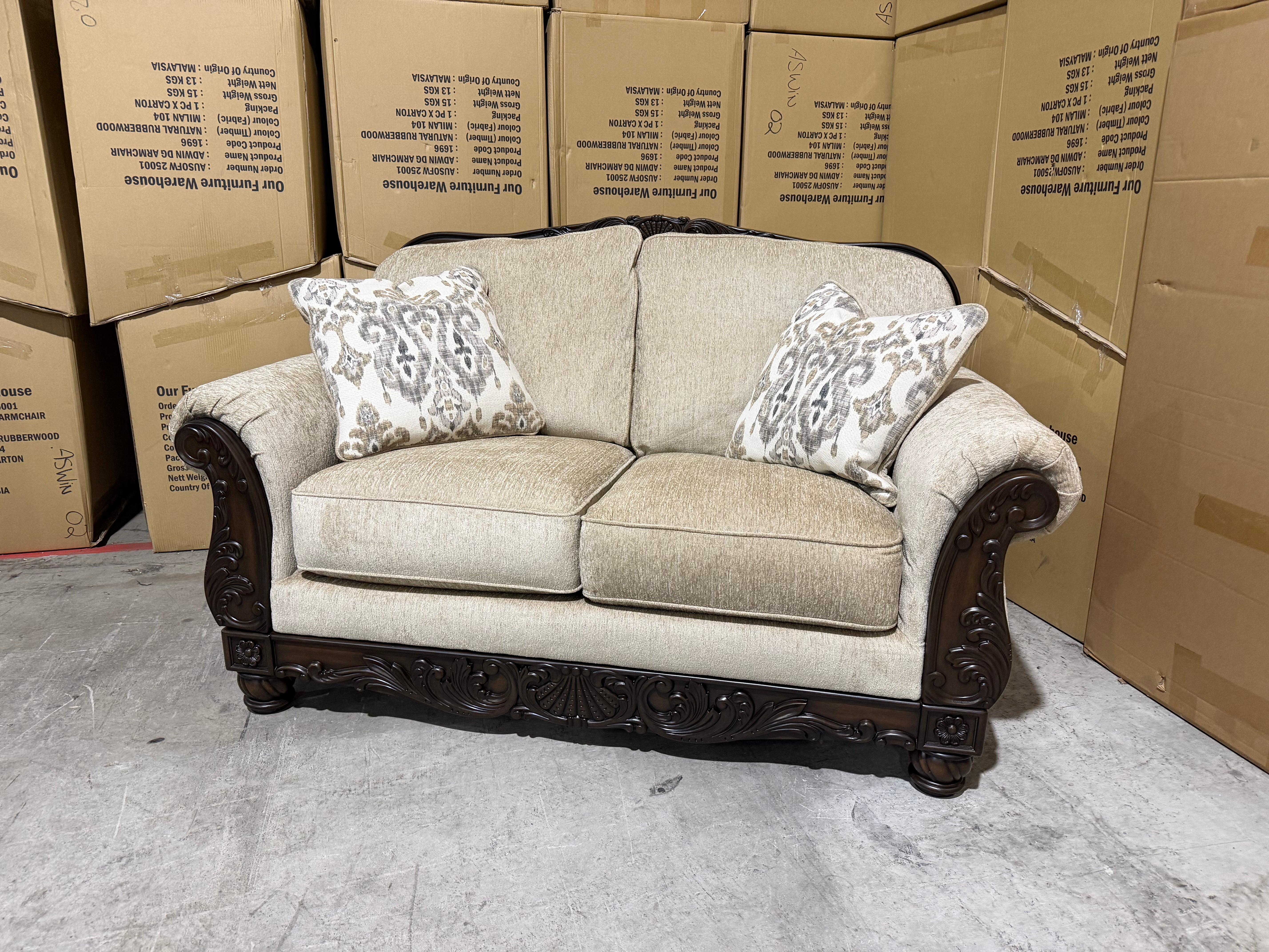 Stirling 2 Seater Sofa Including Scatter Cushions in Taupe
