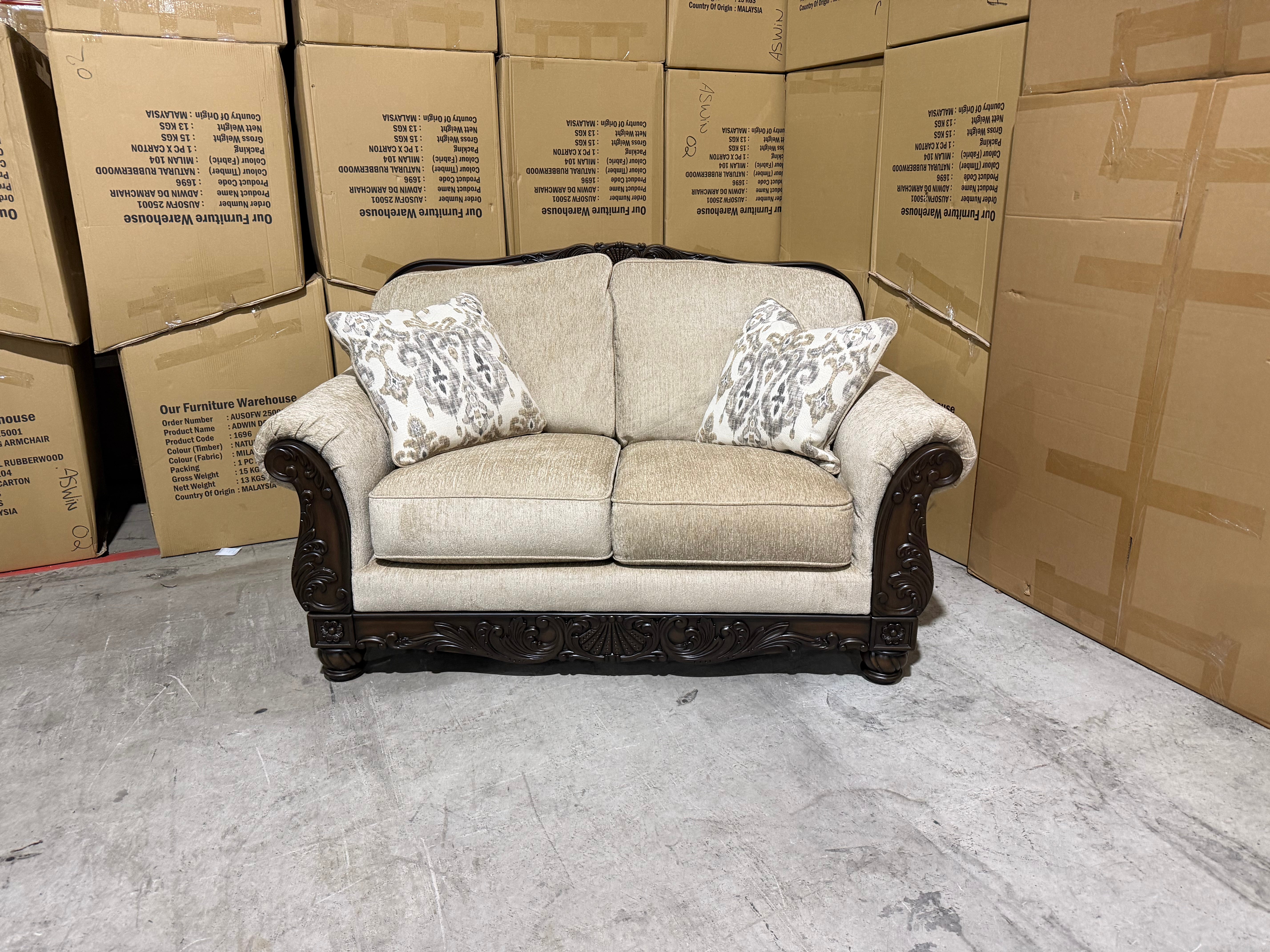 Stirling 2 Seater Sofa Including Scatter Cushions in Taupe