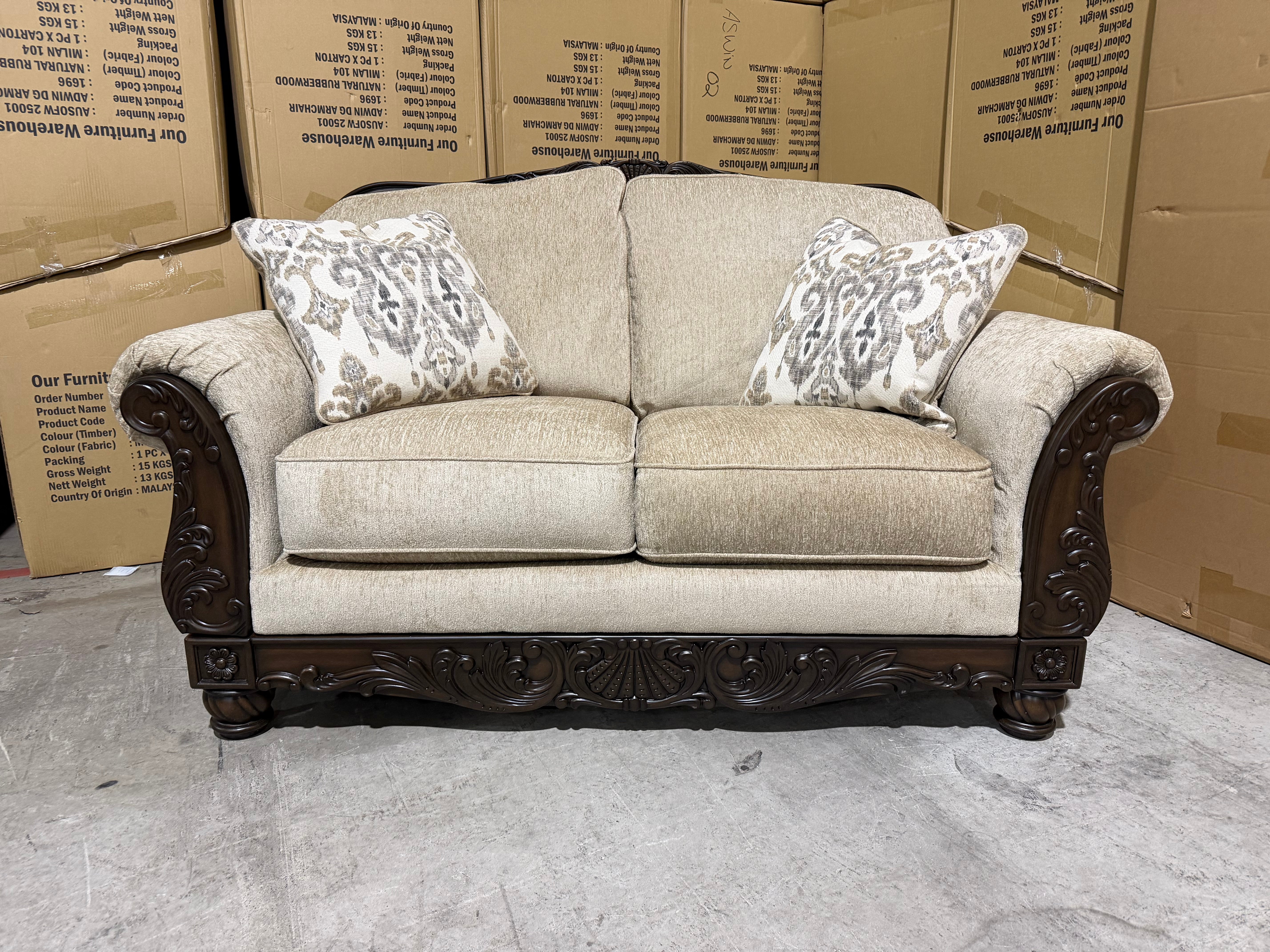 Stirling 2 Seater Sofa Including Scatter Cushions in Taupe