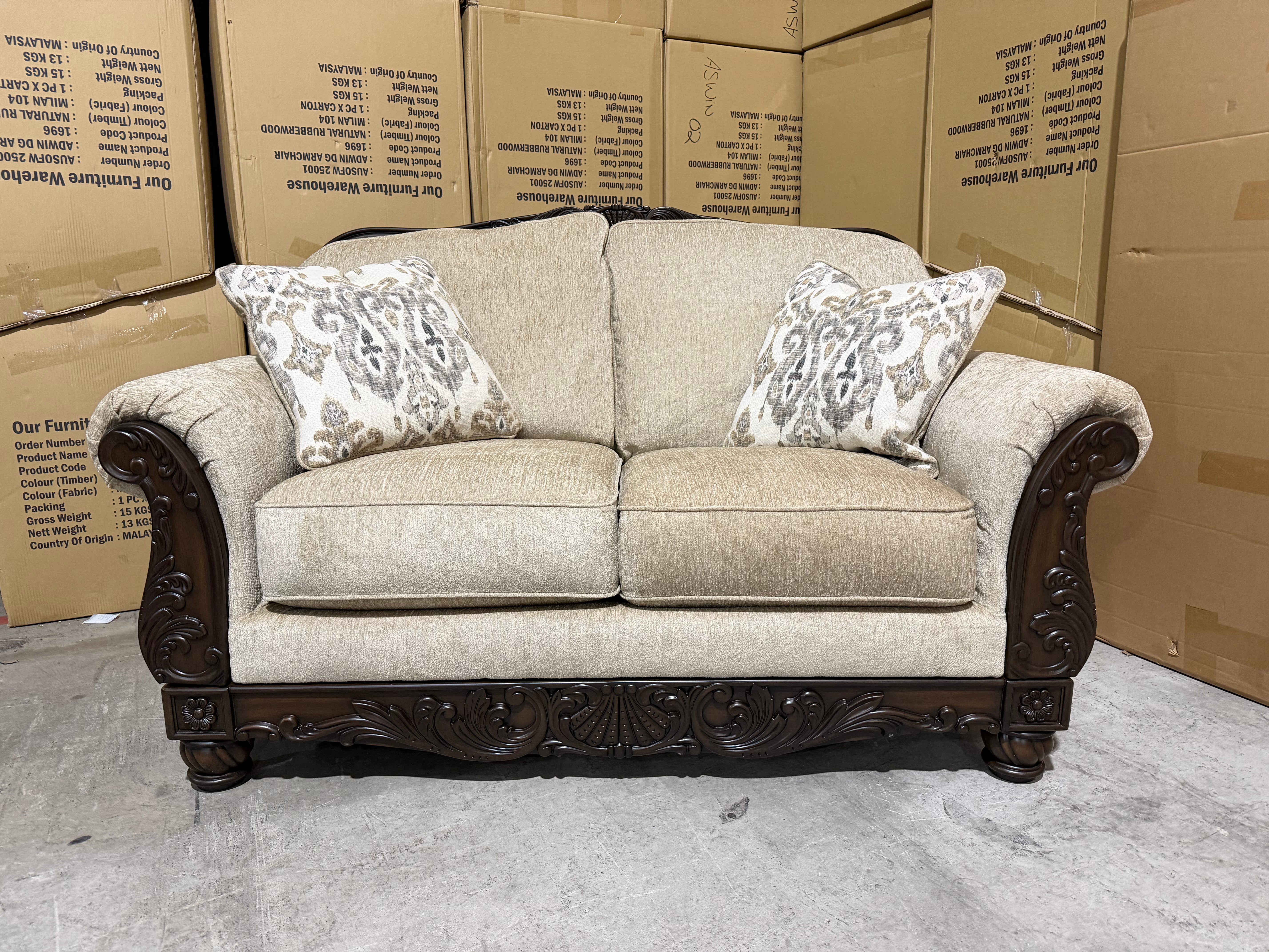 Stirling 2 Seater Sofa Including Scatter Cushions in Taupe