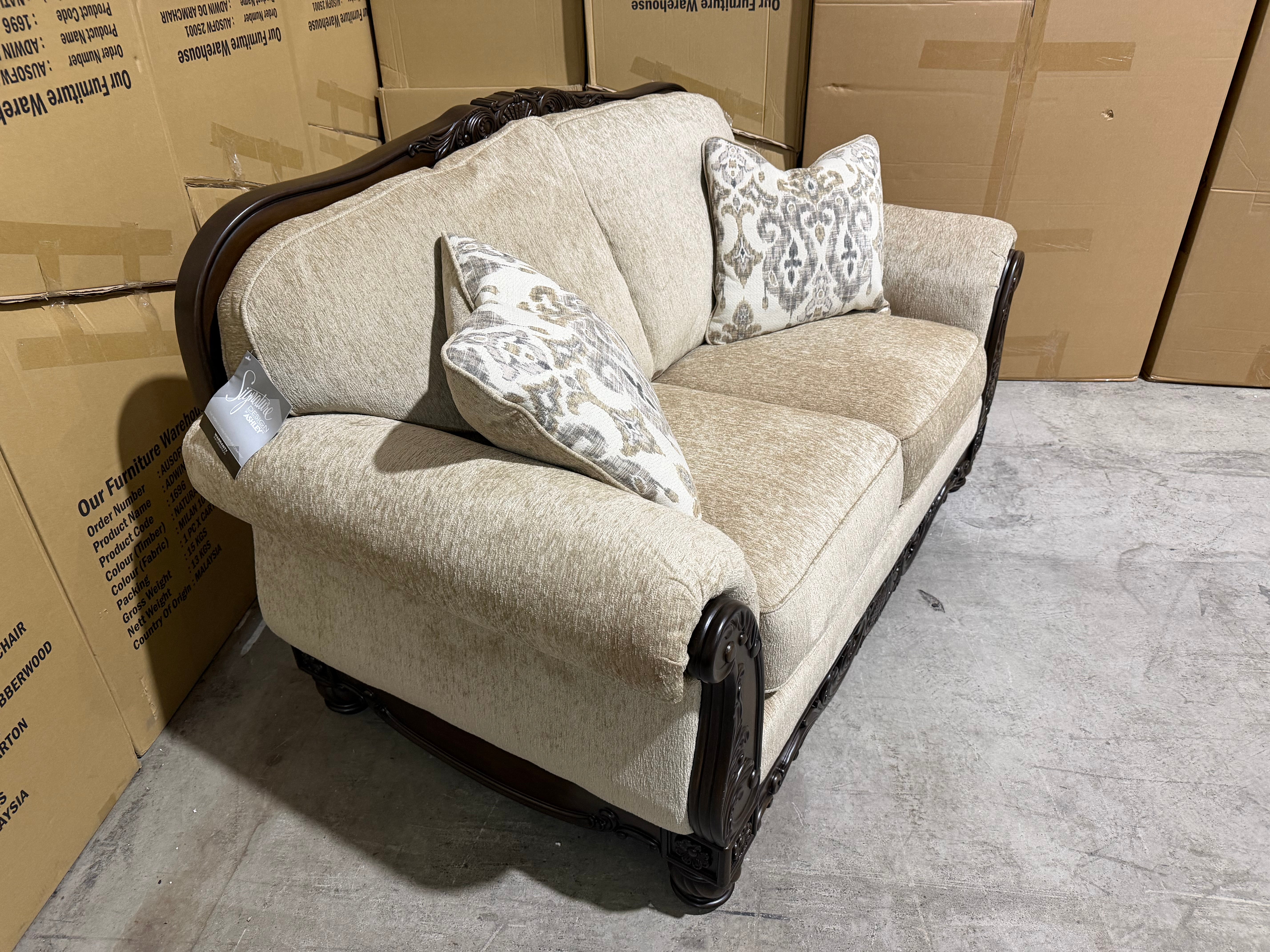 Stirling 2 Seater Sofa Including Scatter Cushions in Taupe