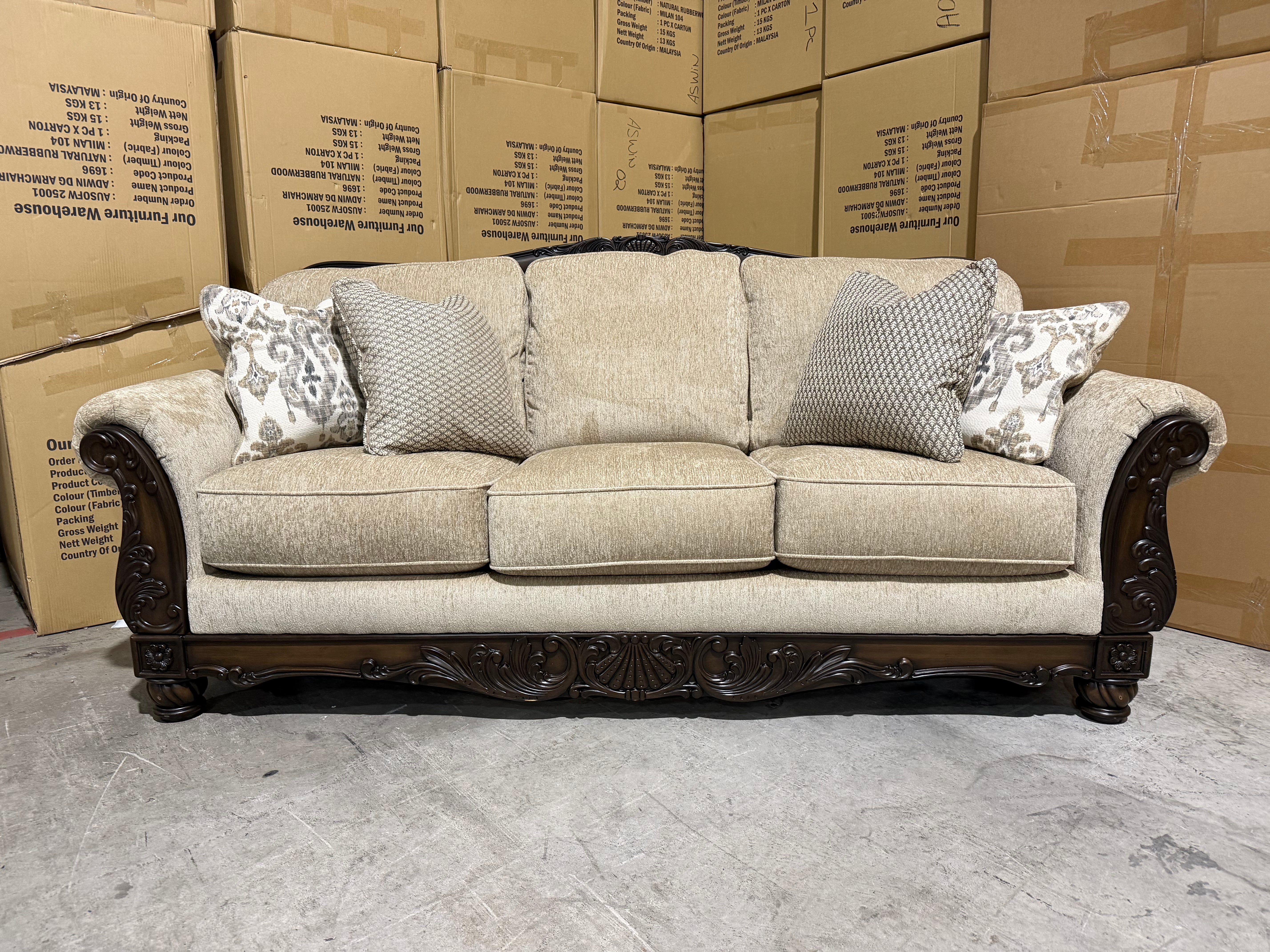 Stirling 3 Seater Sofa Inc Cushions in Taupe