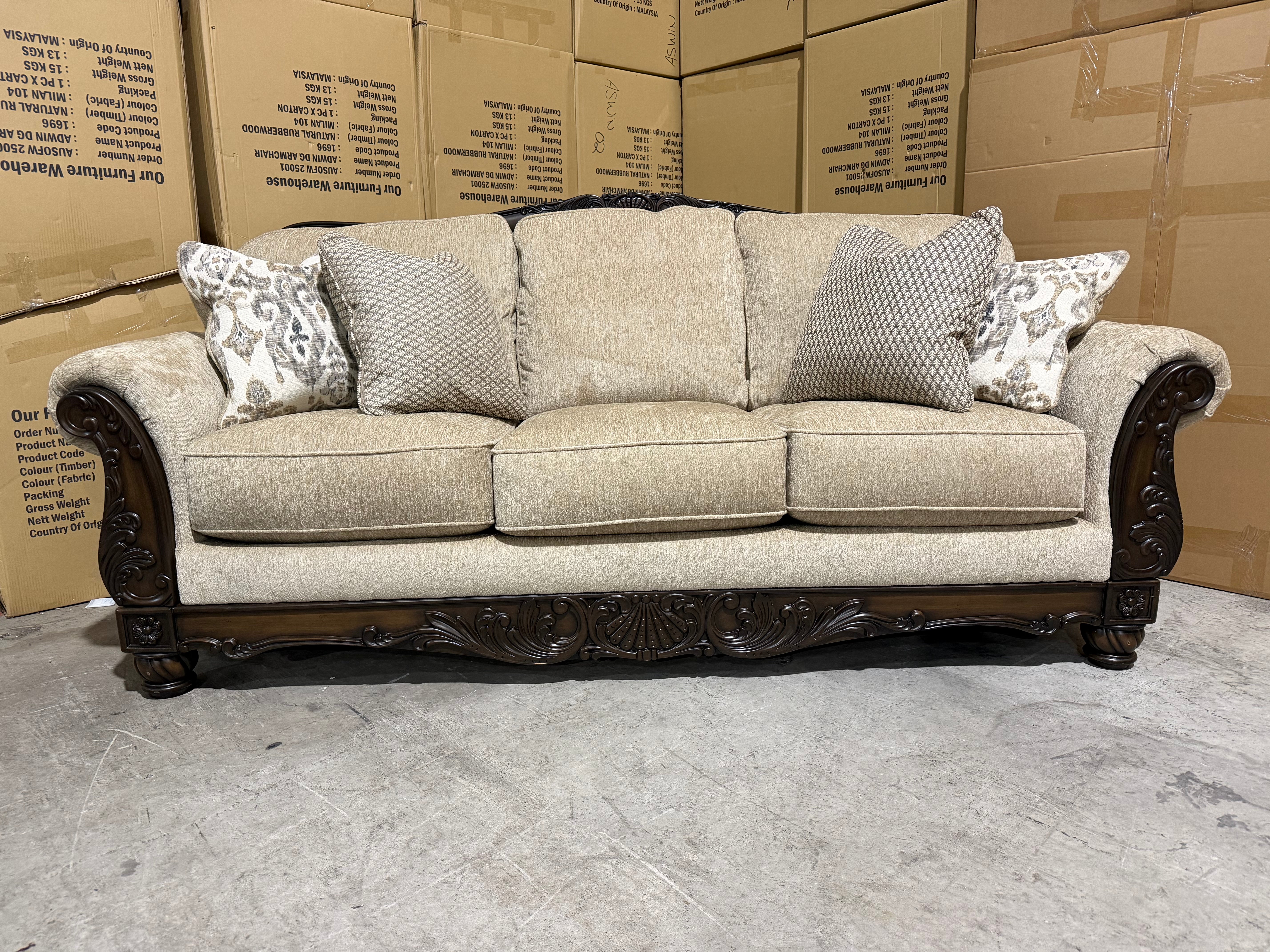 Stirling 3 Seater Sofa Inc Cushions in Taupe