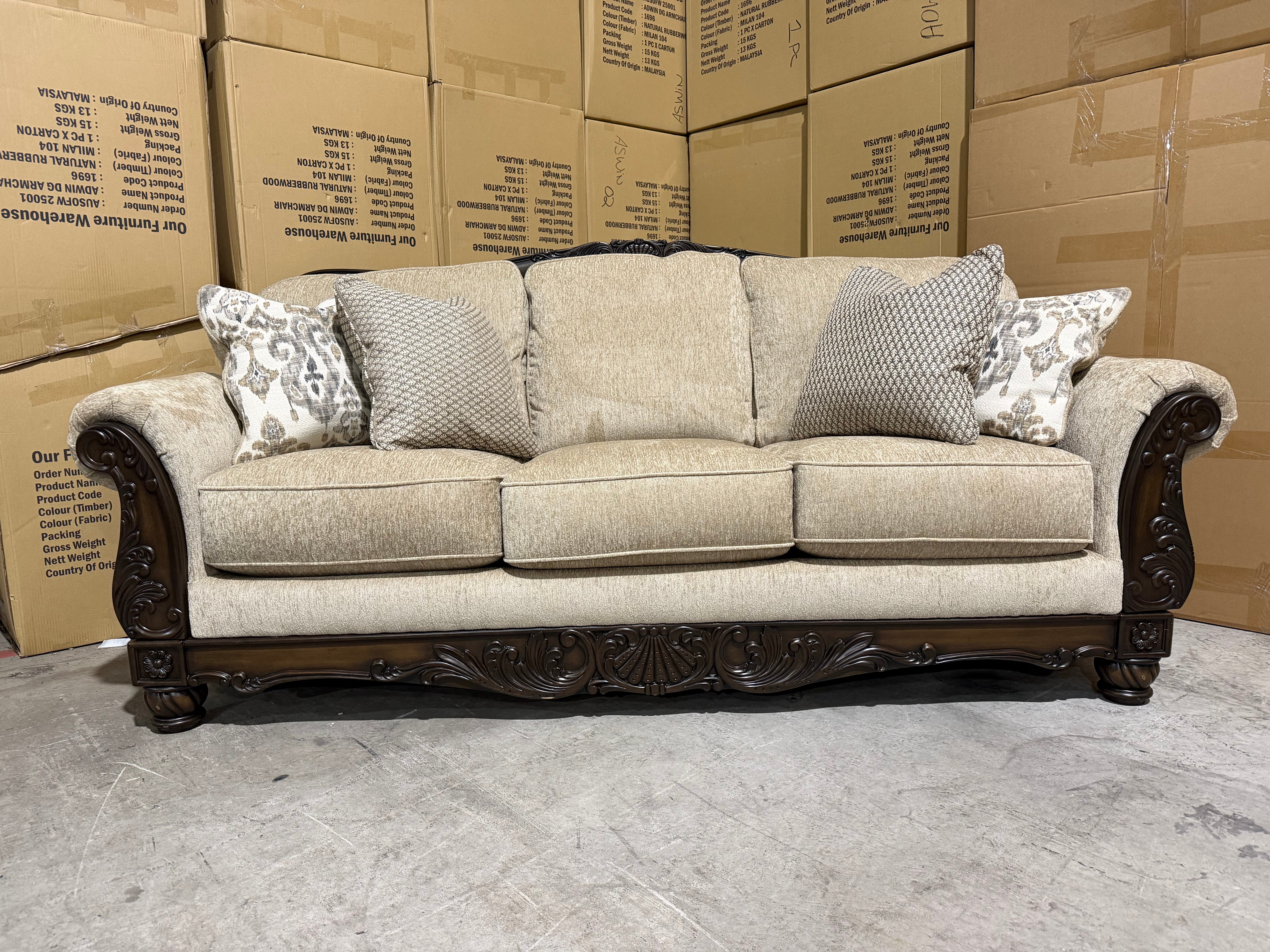 Stirling 3 Seater Sofa Inc Cushions in Taupe