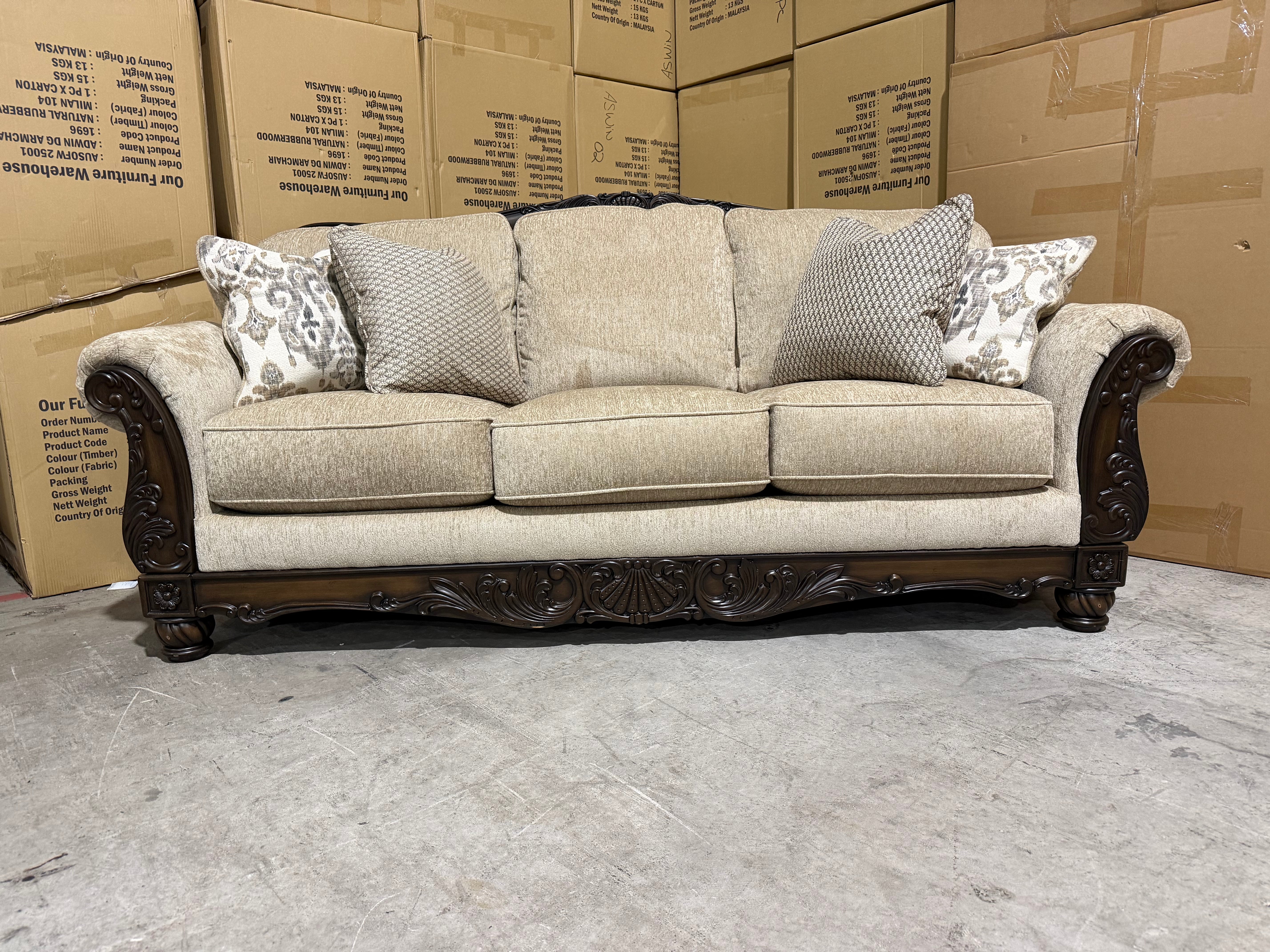 Stirling 3 Seater Sofa Inc Cushions in Taupe