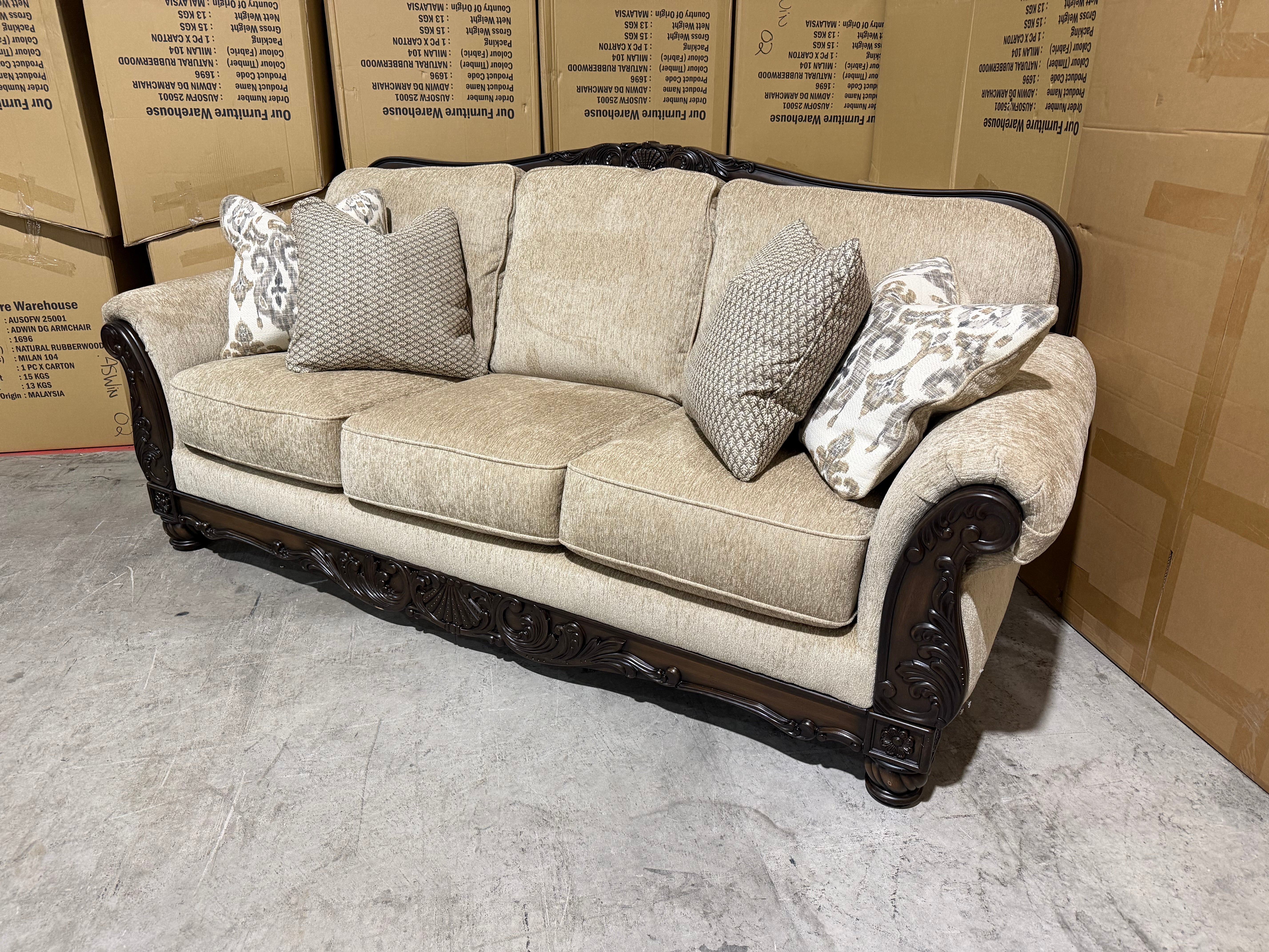 Stirling 3 Seater Sofa Inc Cushions in Taupe