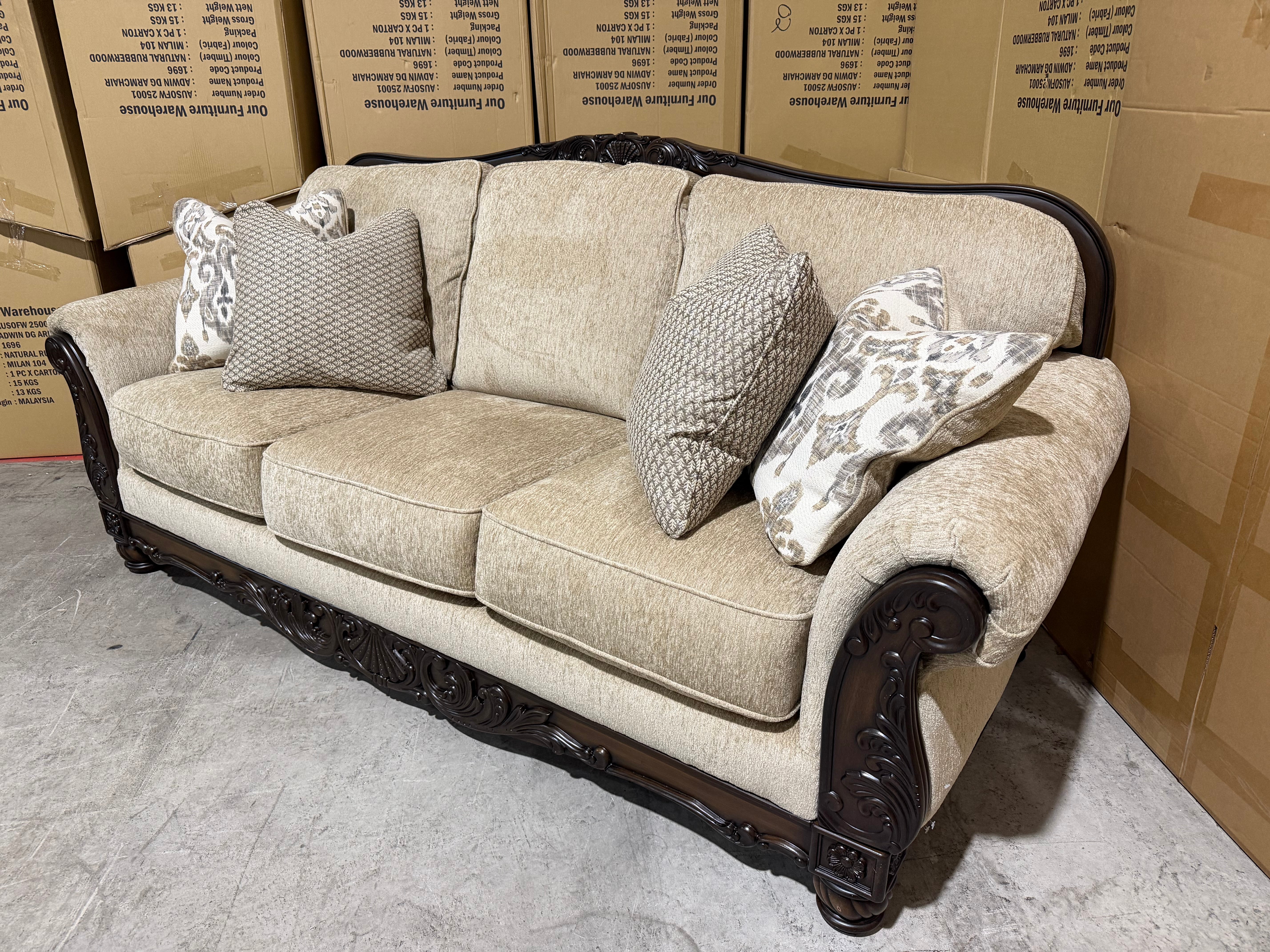 Stirling 3 Seater Sofa Inc Cushions in Taupe