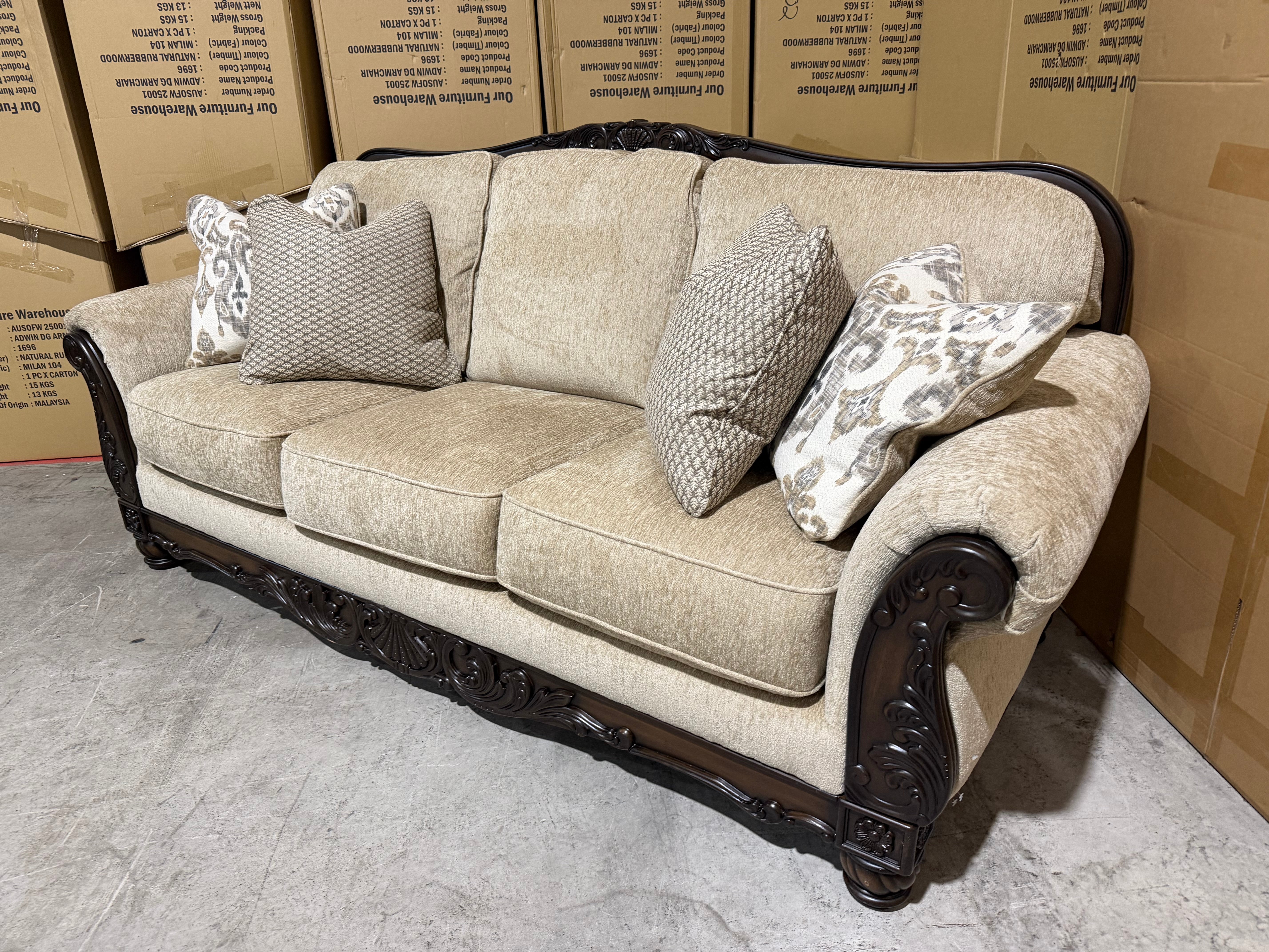 Stirling 3 Seater Sofa Inc Cushions in Taupe