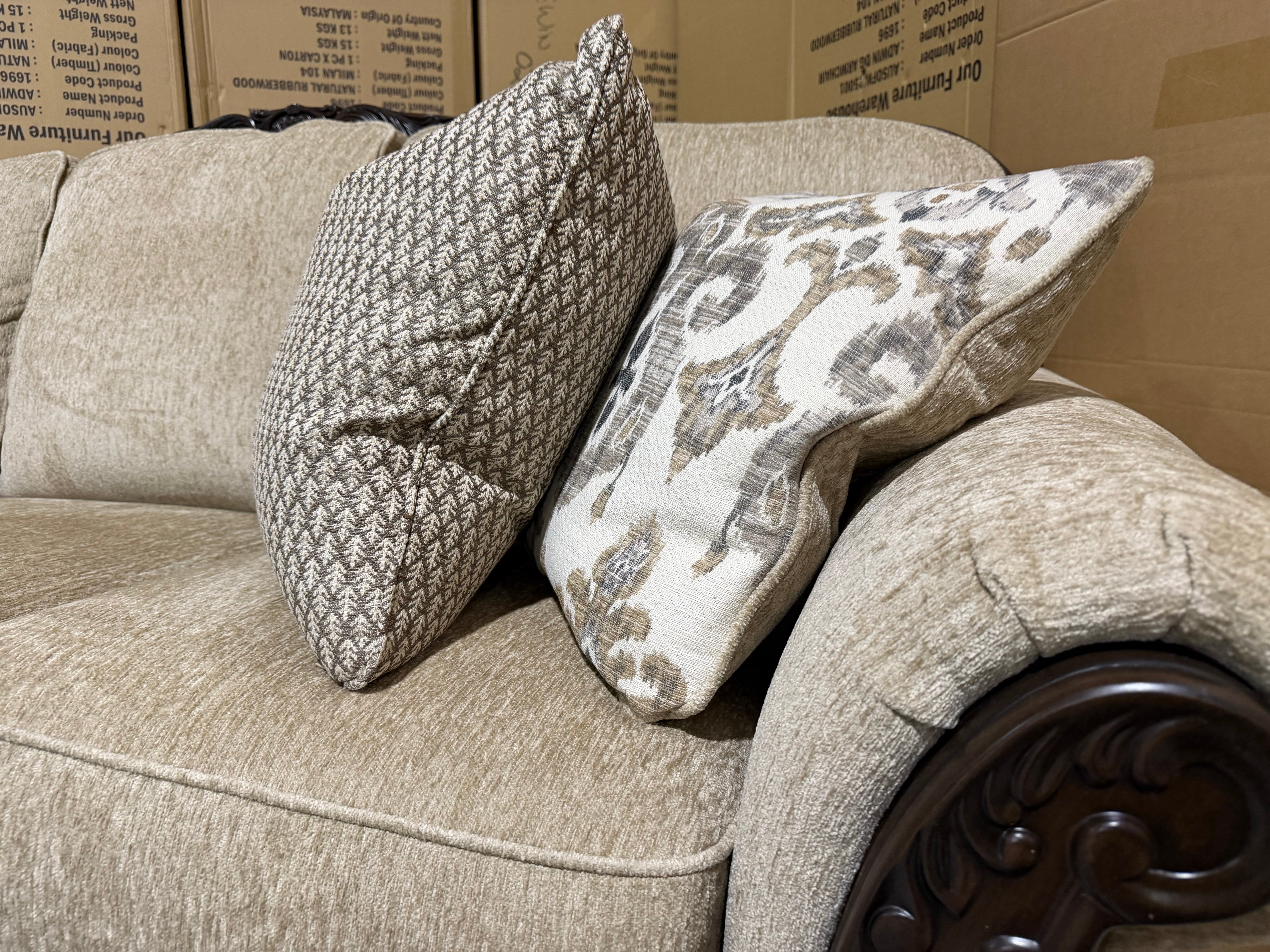 Stirling 3 Seater Sofa Inc Cushions in Taupe