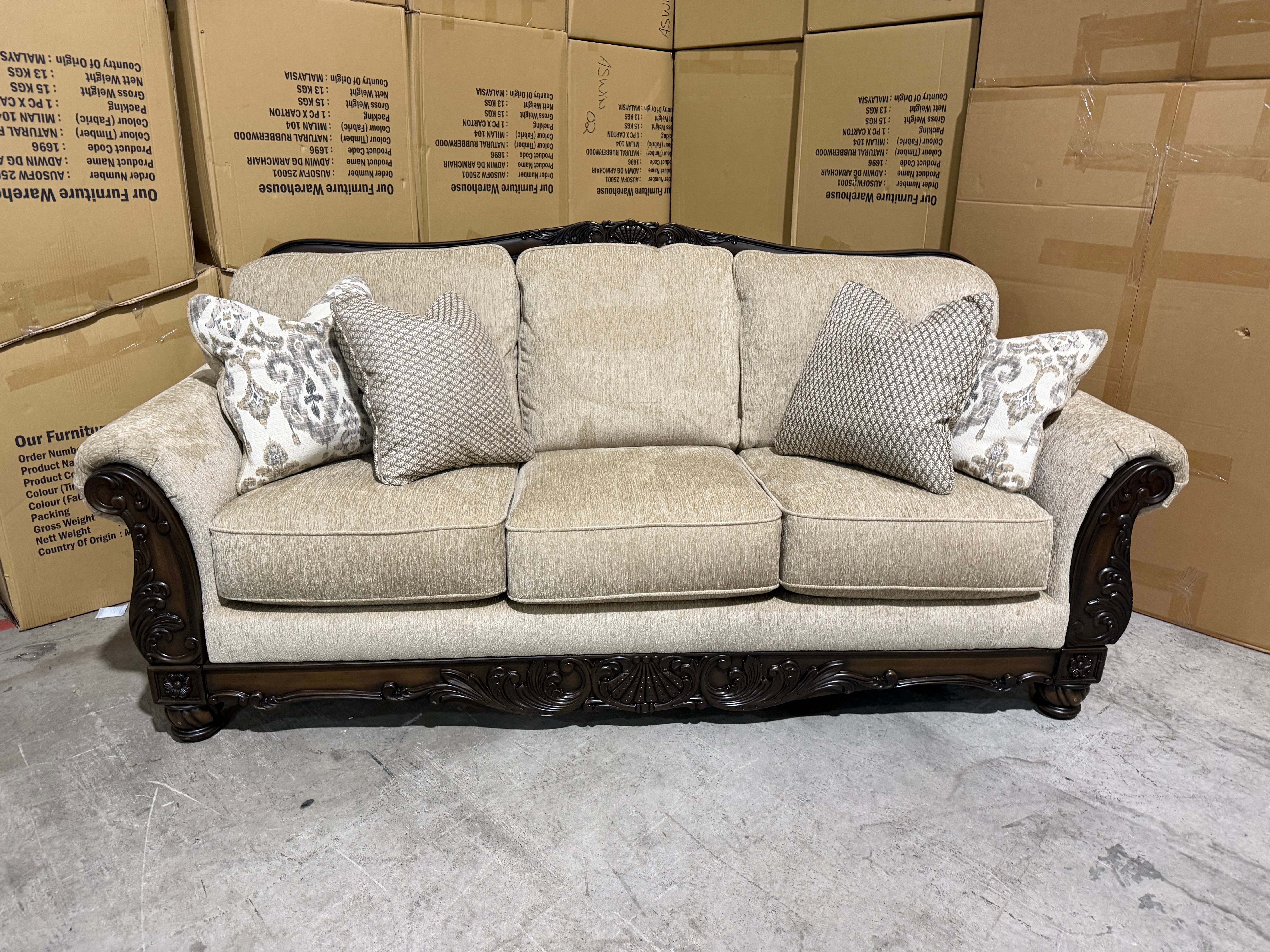 Stirling 3 Seater Sofa Inc Cushions in Taupe