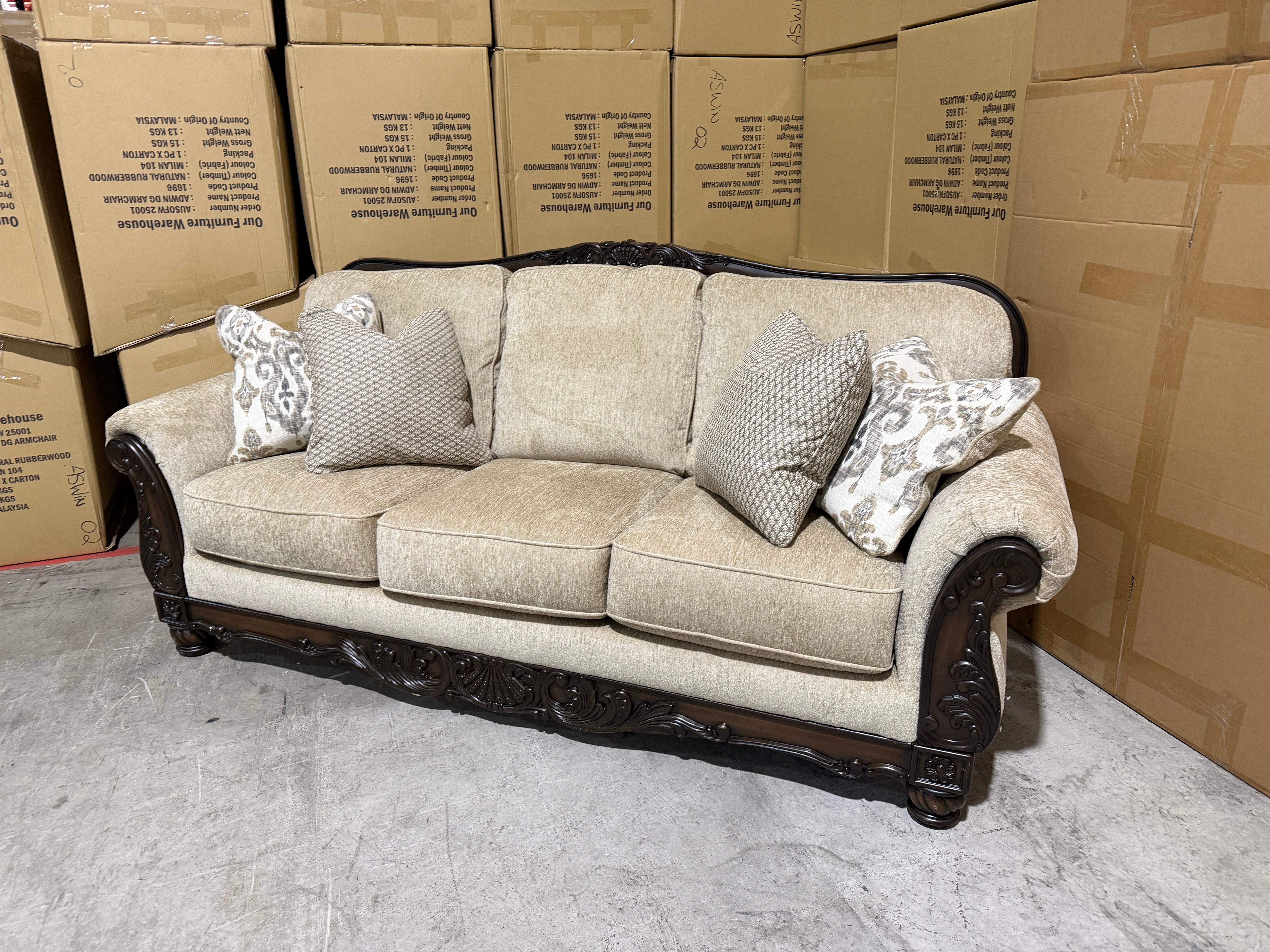 Stirling 3 Seater Sofa Inc Cushions in Taupe