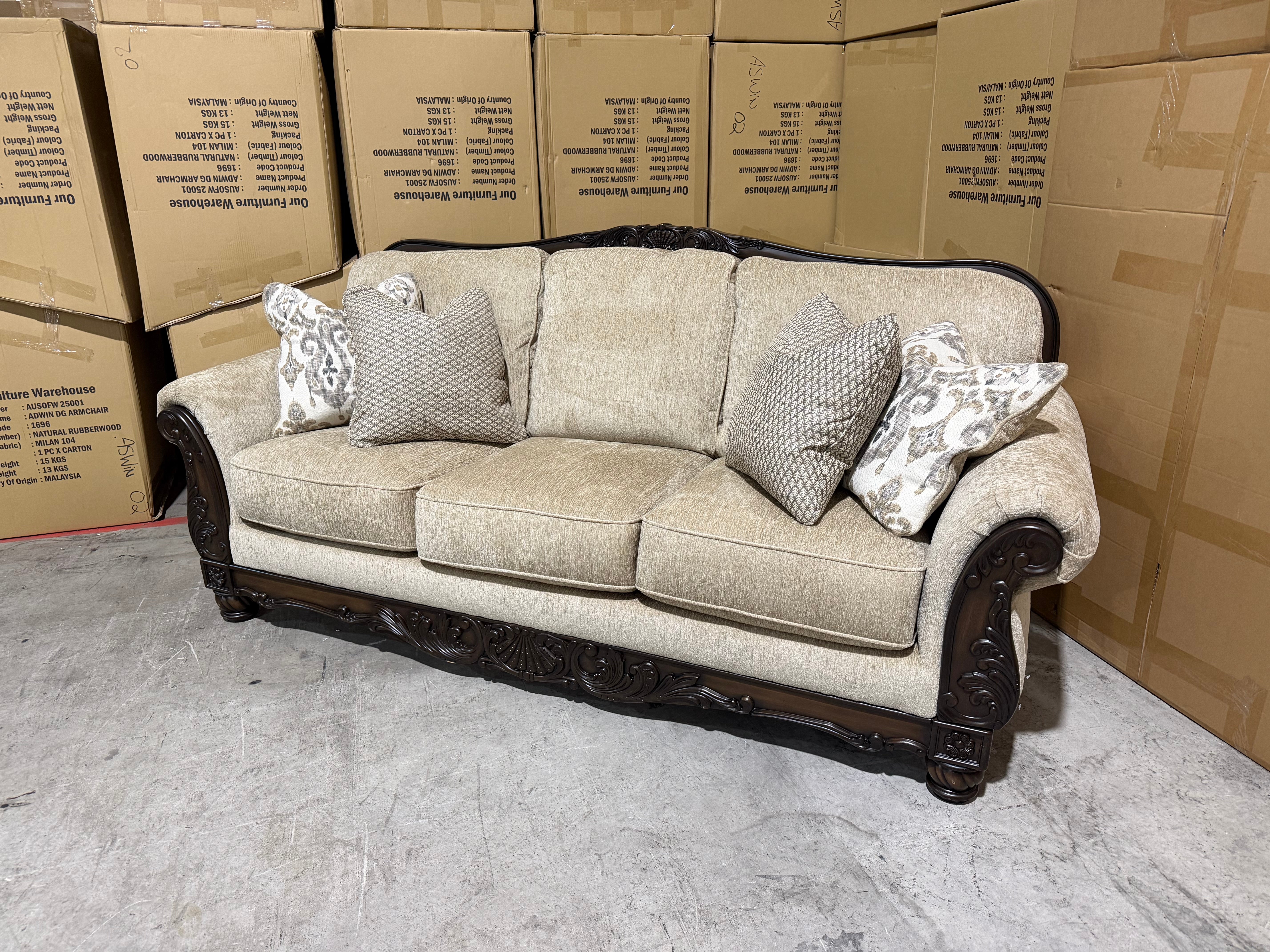 Stirling 3 Seater Sofa Inc Cushions in Taupe