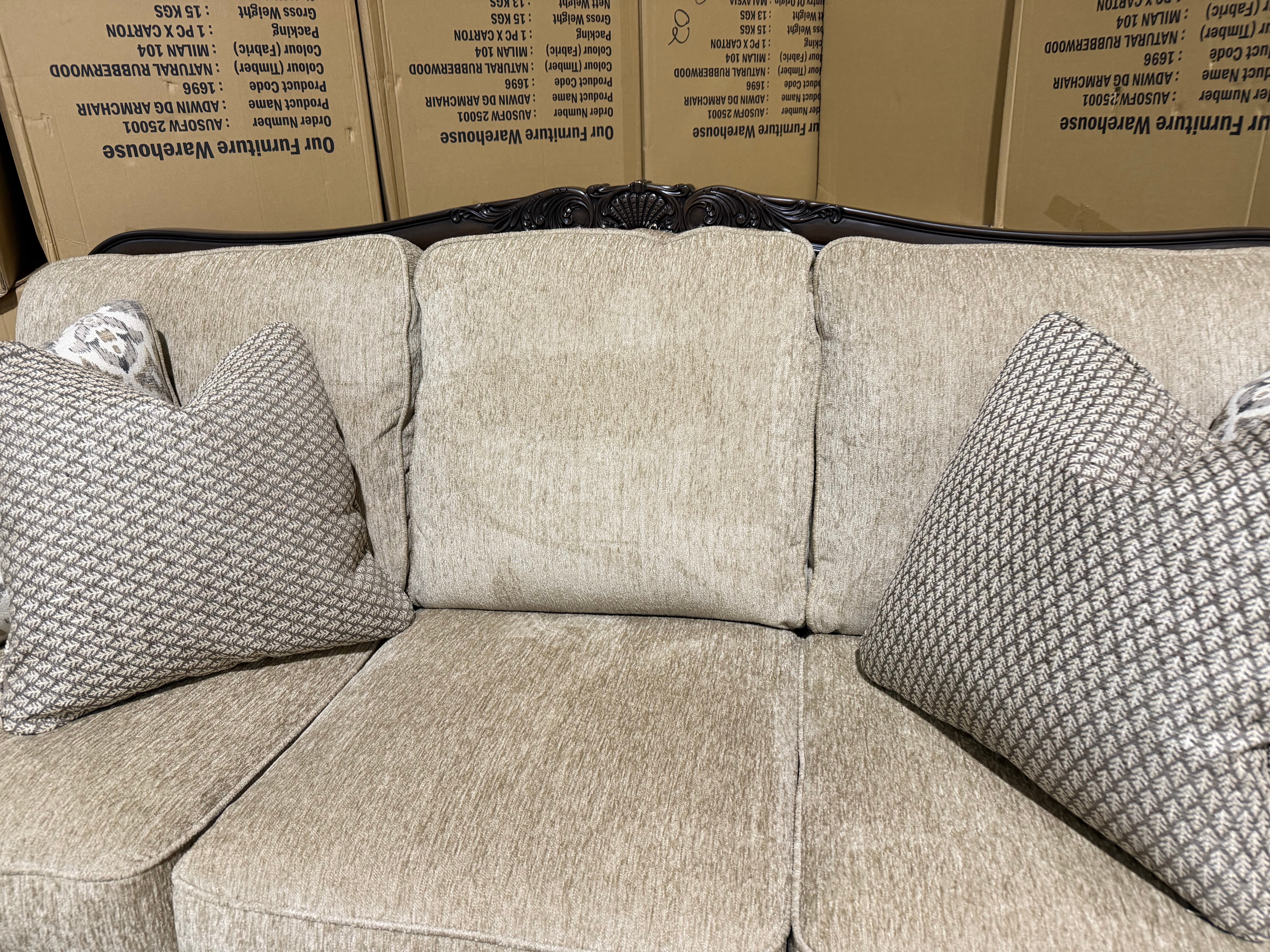 Stirling 3 Seater Sofa Inc Cushions in Taupe