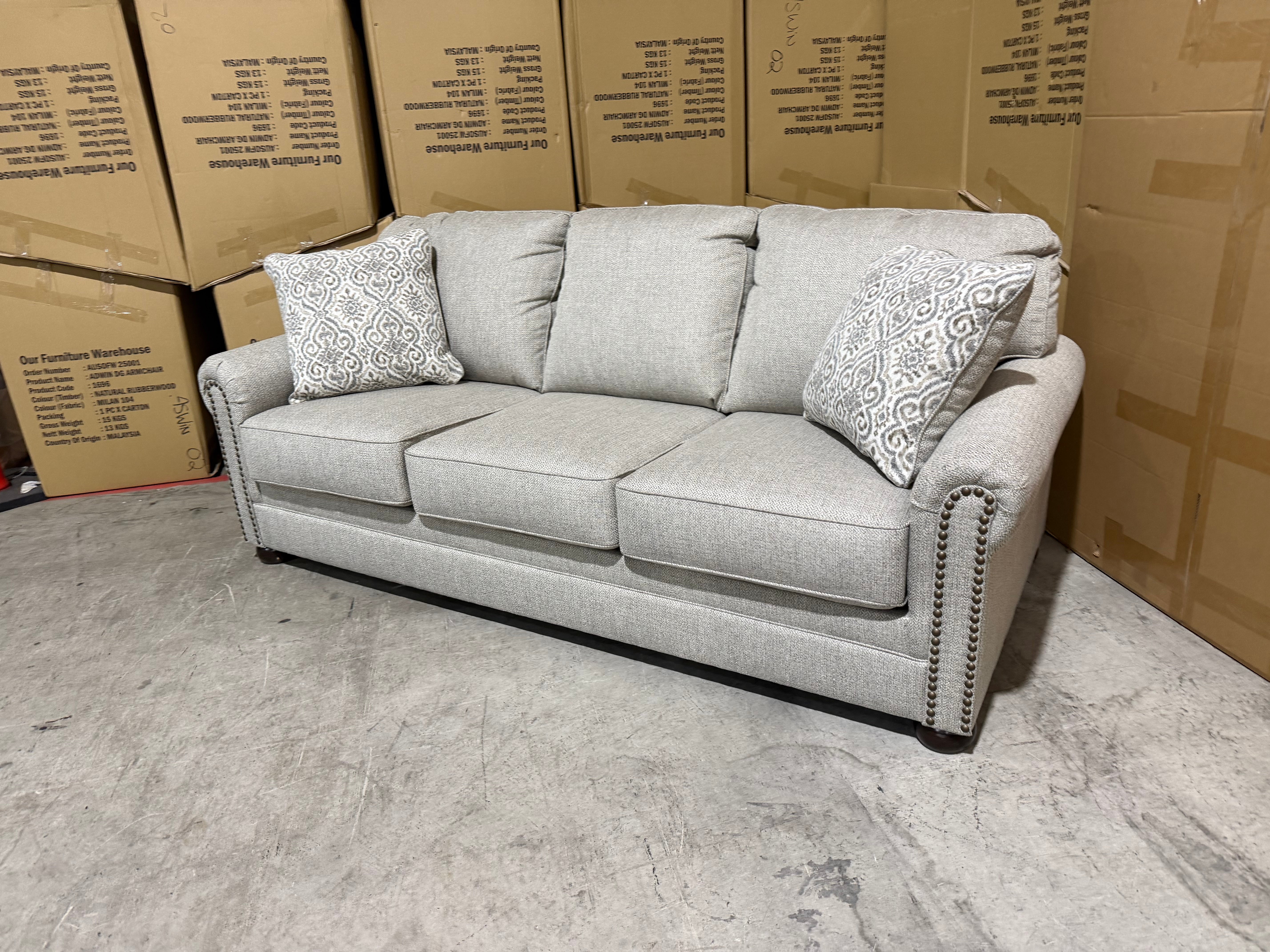 Regent 3 Seater Sofa Inc Scatter Cushions In Beige