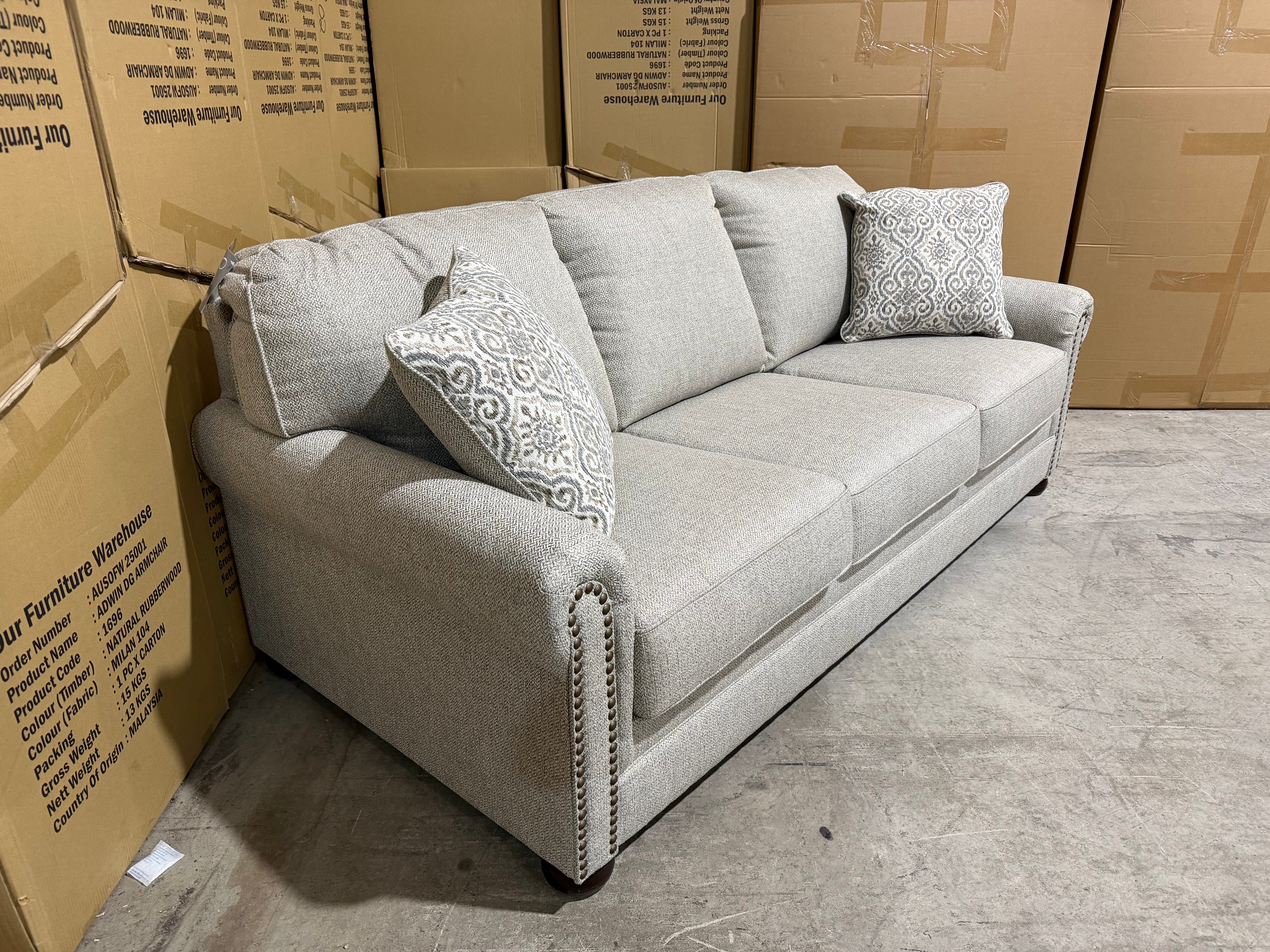 Regent 3 Seater Sofa Inc Scatter Cushions In Beige