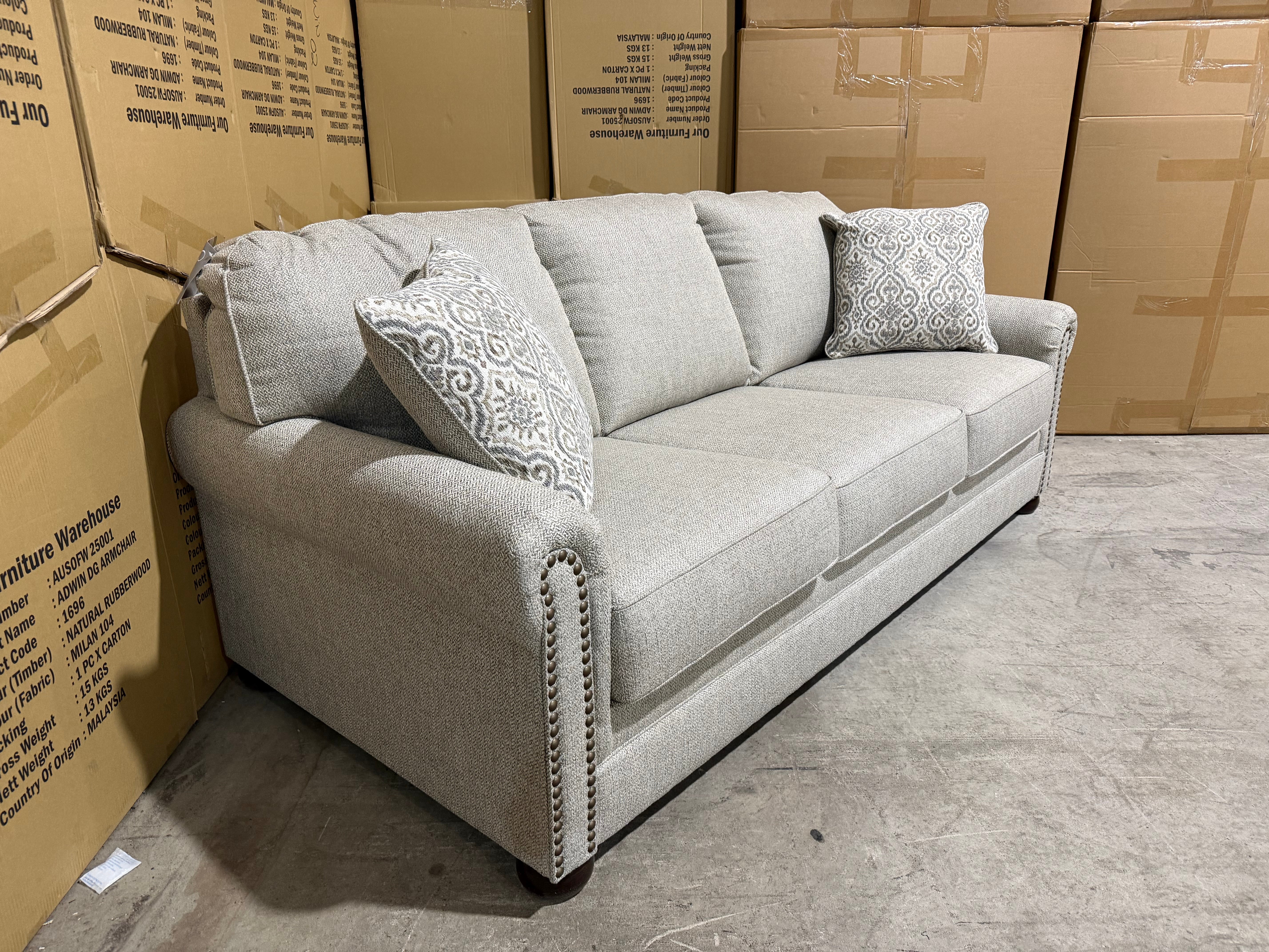 Regent 3 Seater Sofa Inc Scatter Cushions In Beige