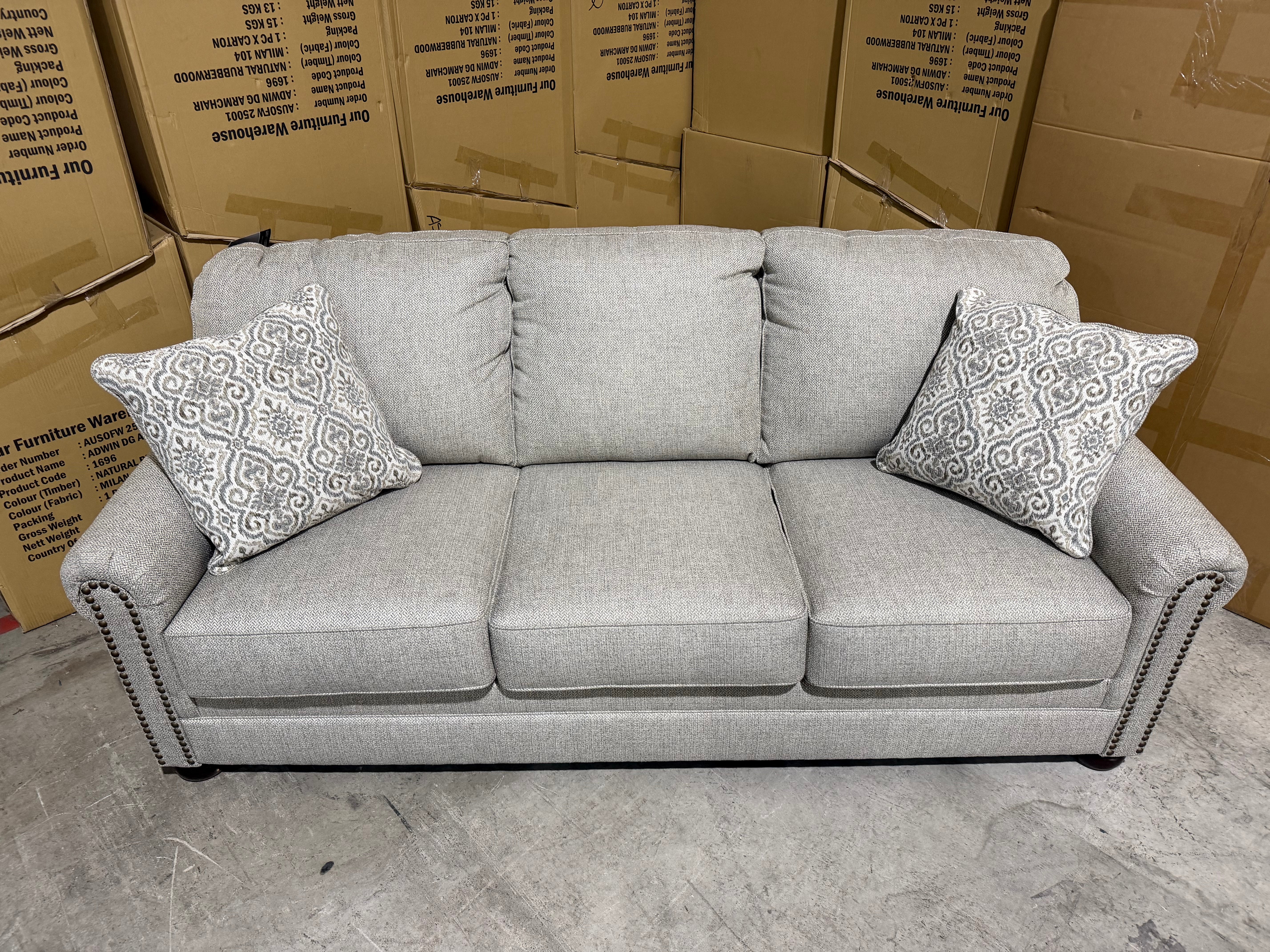 Regent 3 Seater Sofa Inc Scatter Cushions In Beige