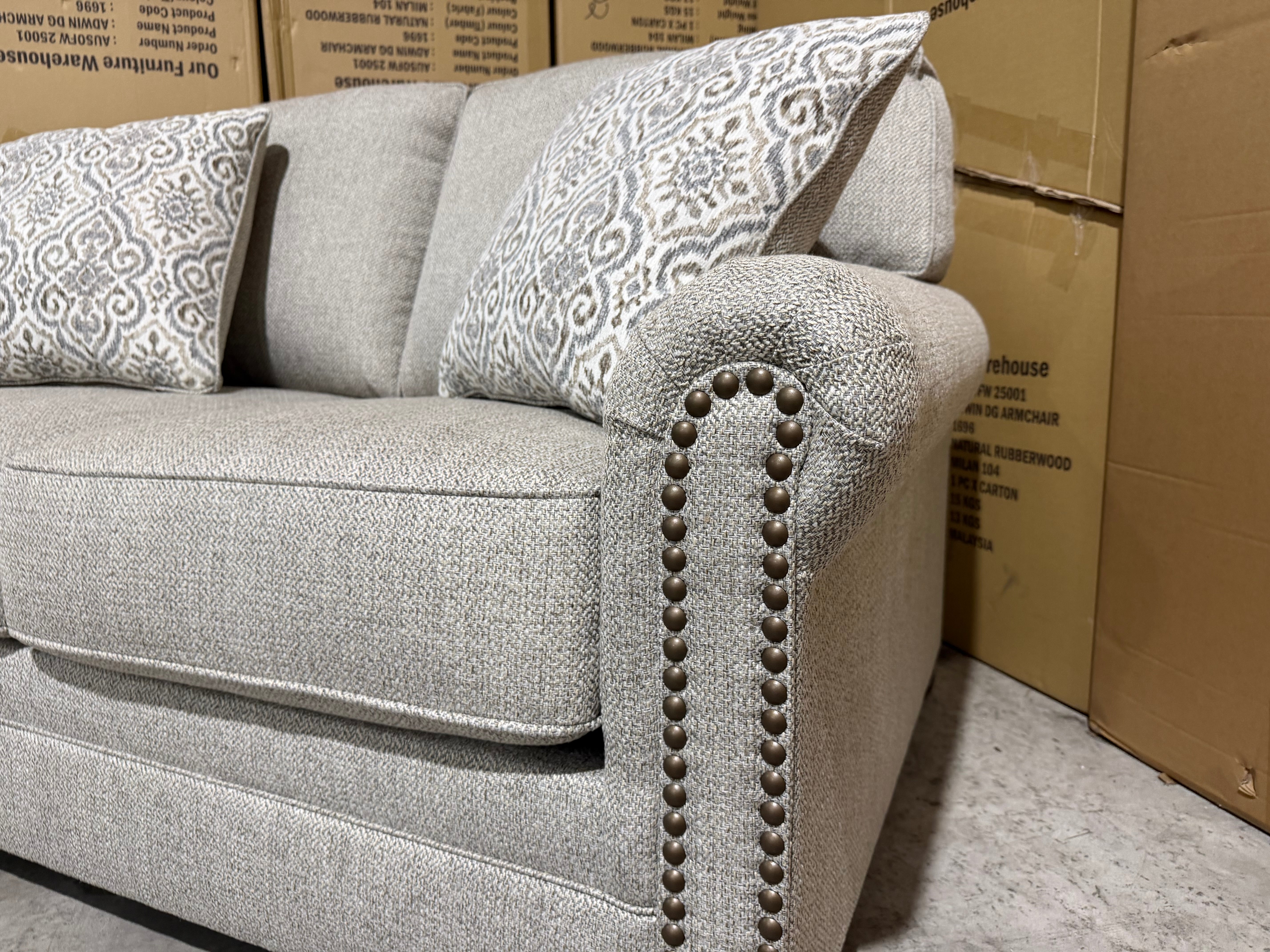 Regent 2 seater sofa inc scatter Cushions In Beige