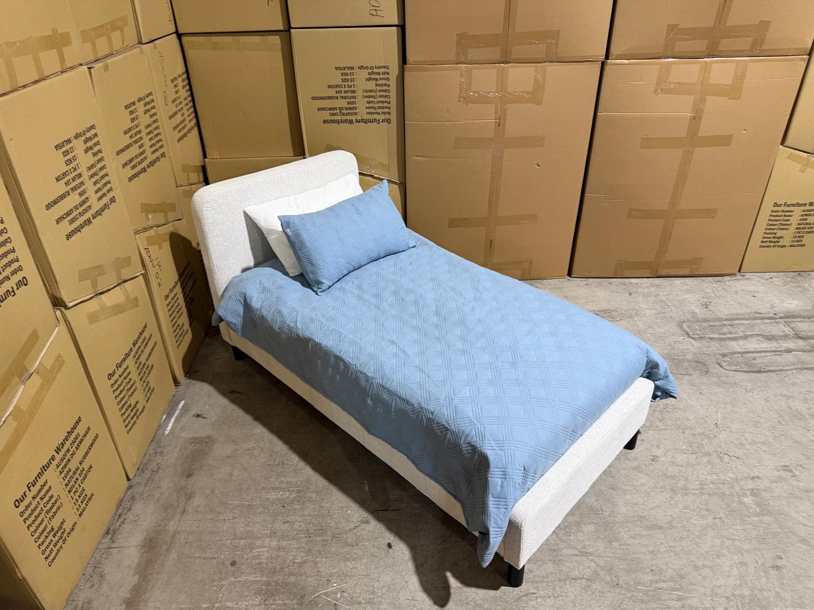 Jenkins Single Upholstered Bedroom Range in Present 111 Natural Colour