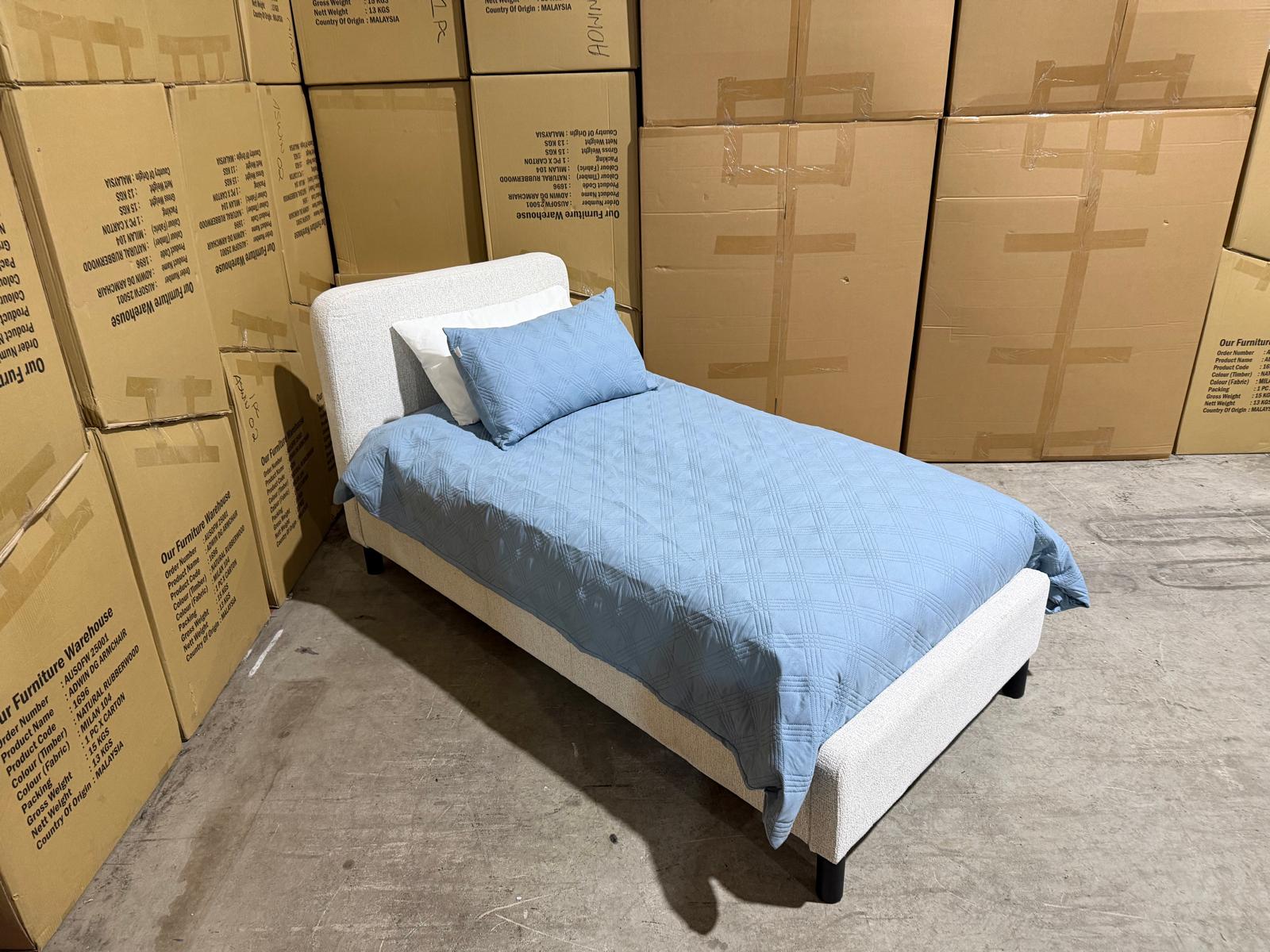Jenkins Single Upholstered Bedroom Range in Present 111 Natural Colour
