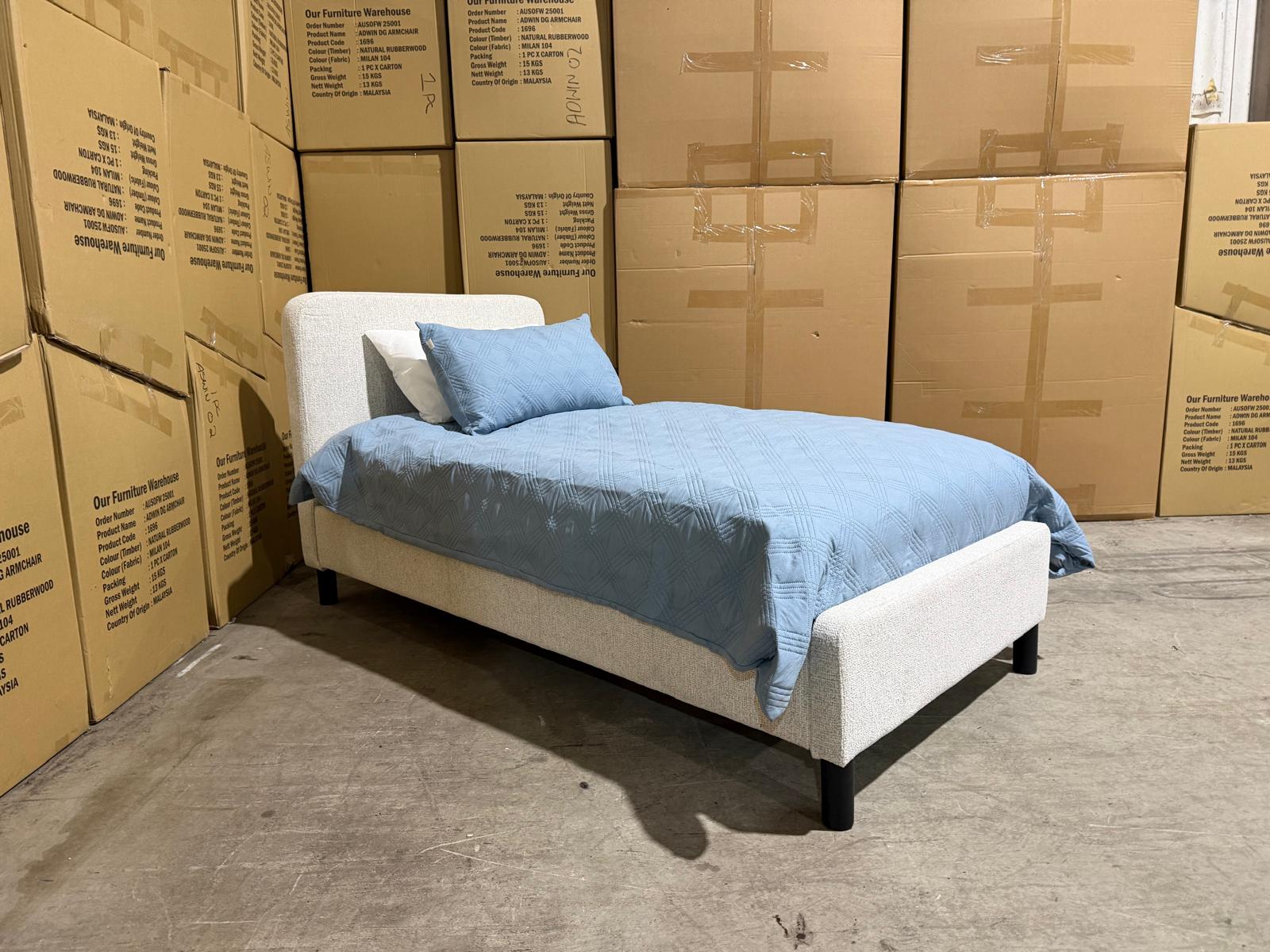 Jenkins Single Upholstered Bedroom Range in Present 111 Natural Colour