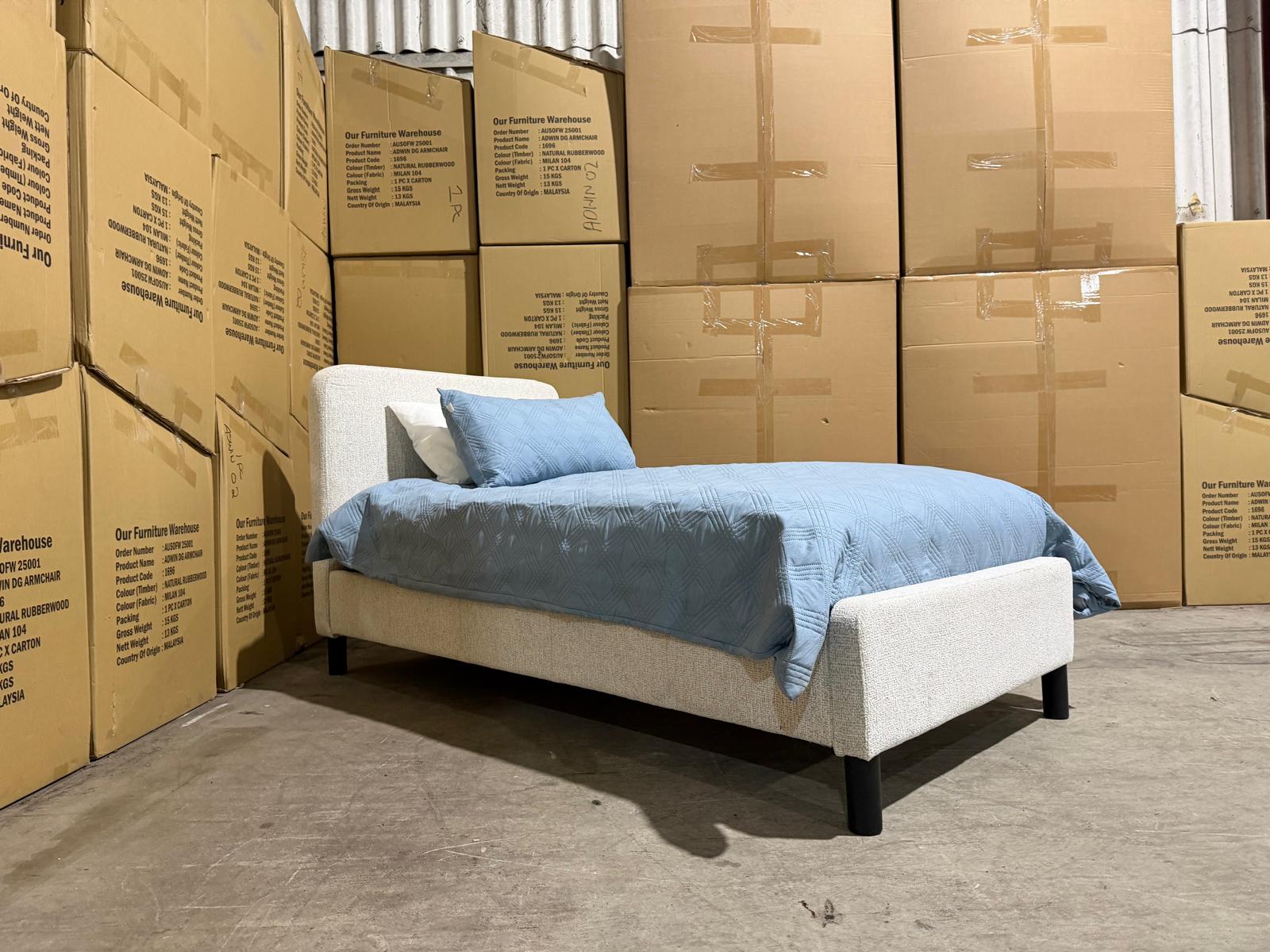 Jenkins Single Upholstered Bedroom Range in Present 111 Natural Colour