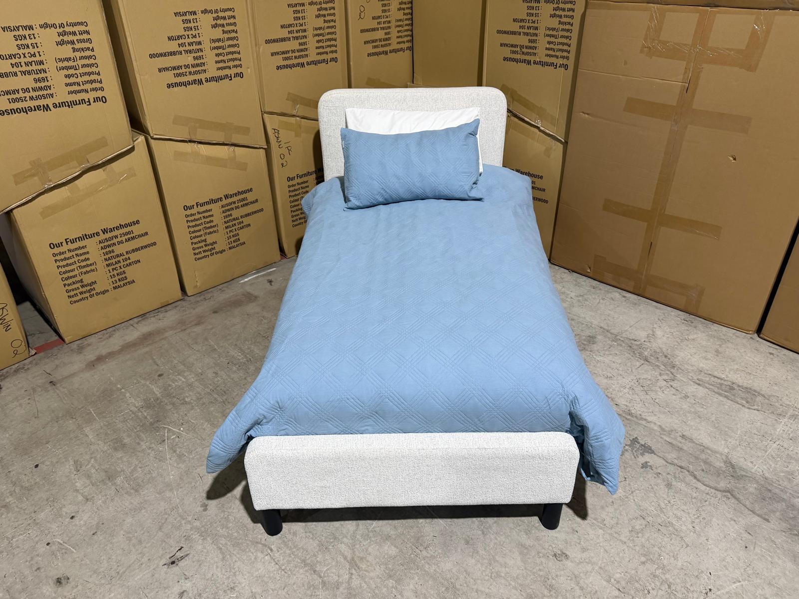Jenkins Single Upholstered Bedroom Range in Present 111 Natural Colour