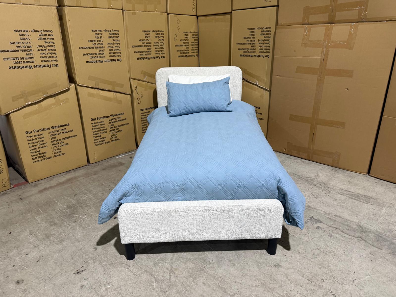 Jenkins Single Upholstered Bedroom Range in Present 111 Natural Colour