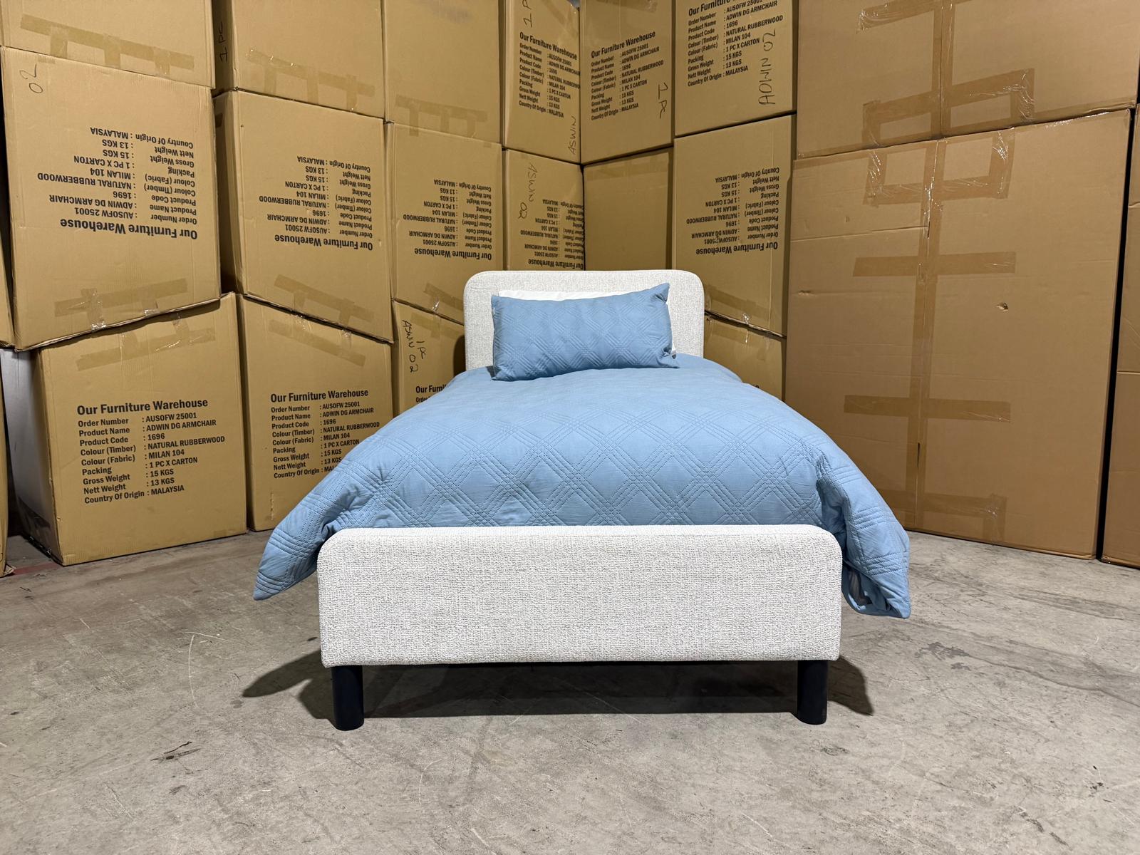 Jenkins Single Upholstered Bedroom Range in Present 111 Natural Colour