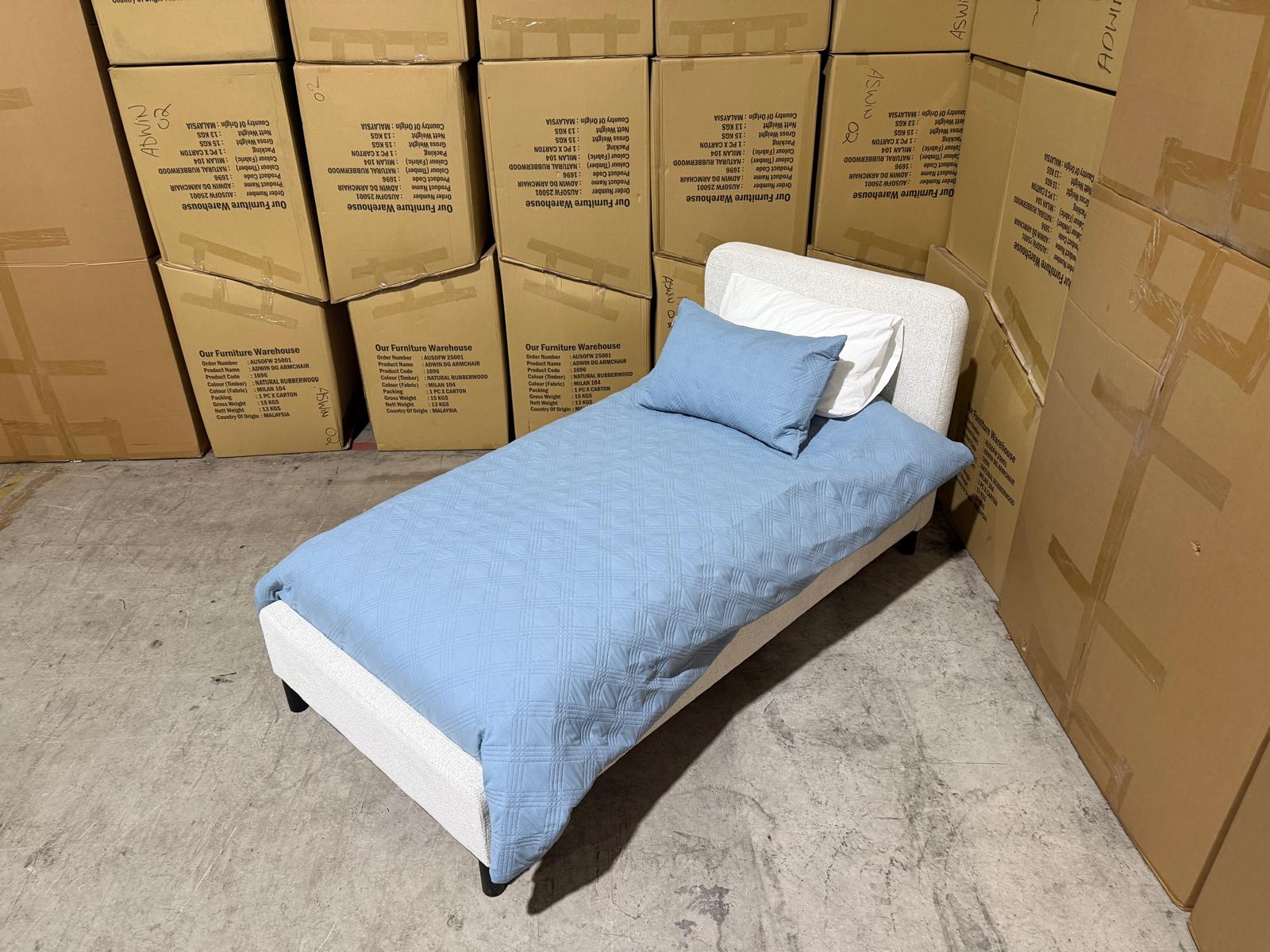 Jenkins Single Upholstered Bedroom Range in Present 111 Natural Colour