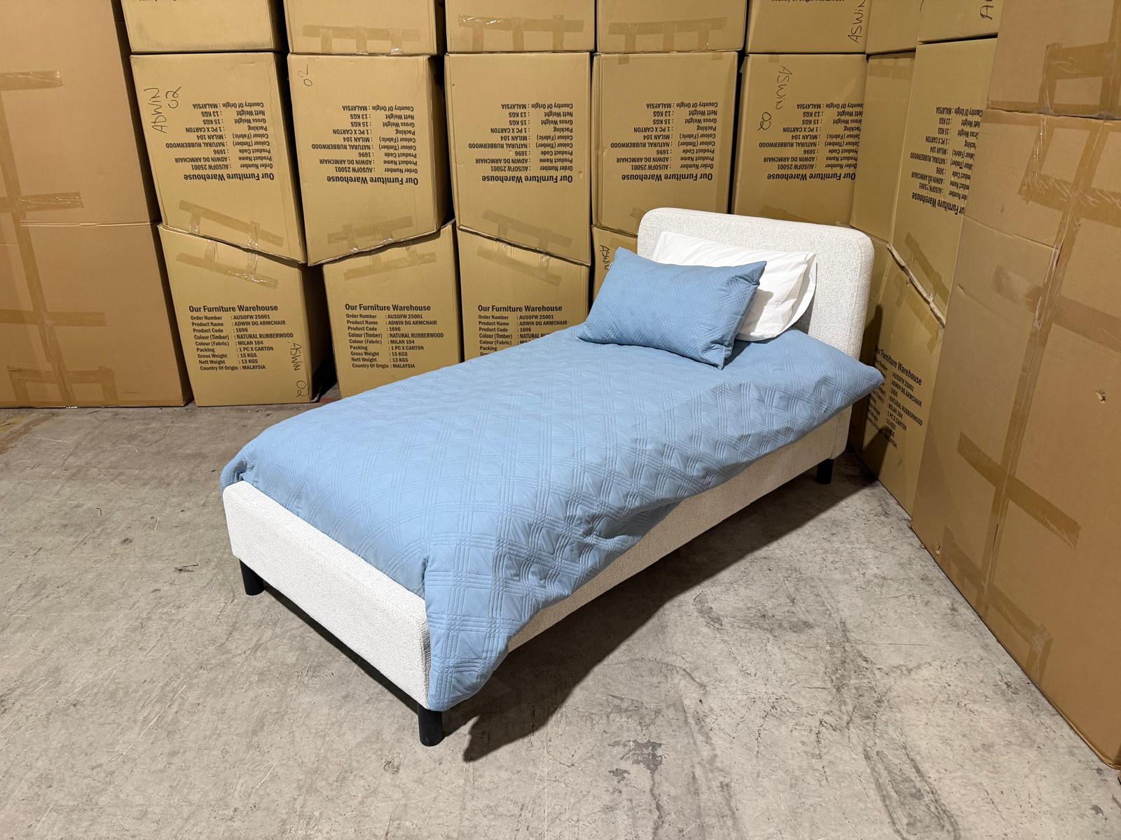 Jenkins Single Upholstered Bedroom Range in Present 111 Natural Colour