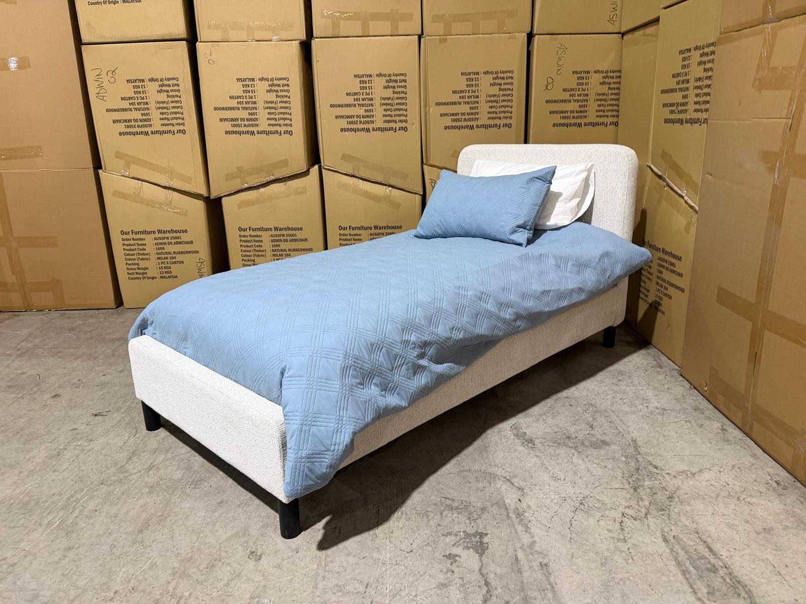 Jenkins Single Upholstered Bedroom Range in Present 111 Natural Colour