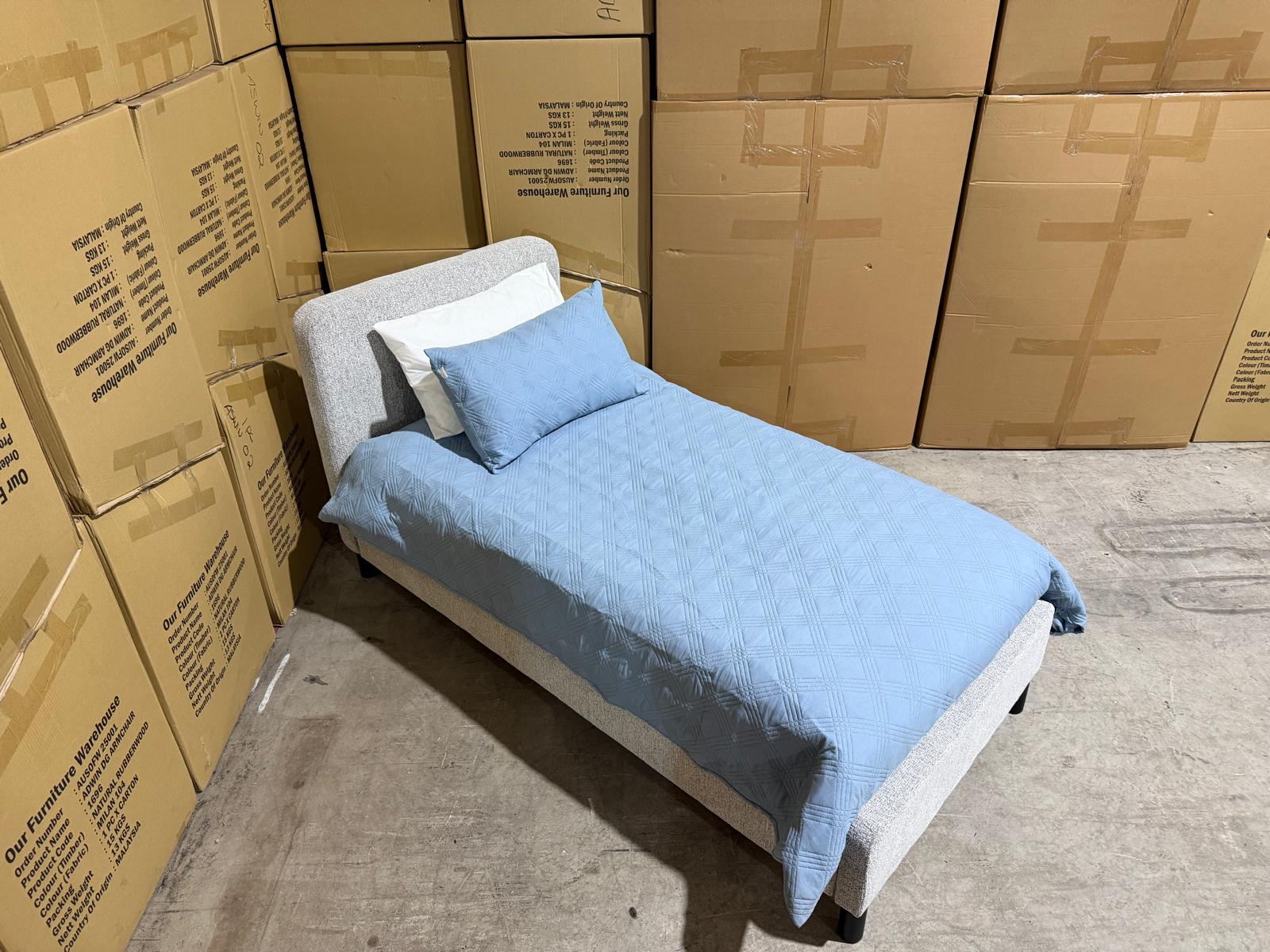 Jenkins Bedroom Range Single Upholstered Bed In Present 452 Mid Grey