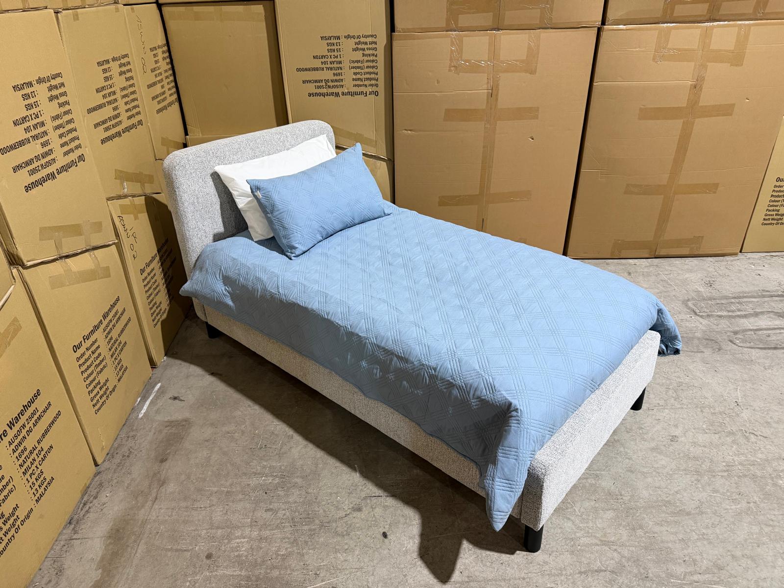 Jenkins Bedroom Range Single Upholstered Bed In Present 452 Mid Grey