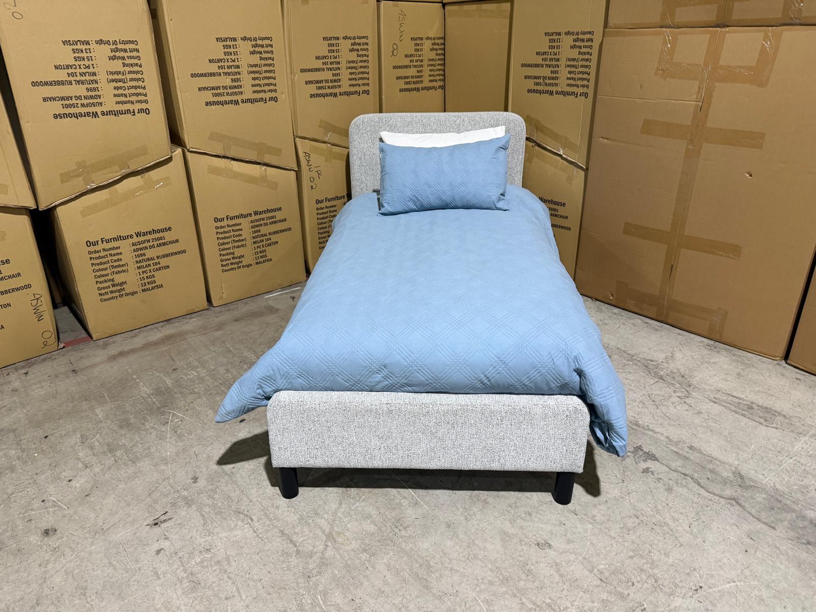 Jenkins Bedroom Range Single Upholstered Bed In Present 452 Mid Grey
