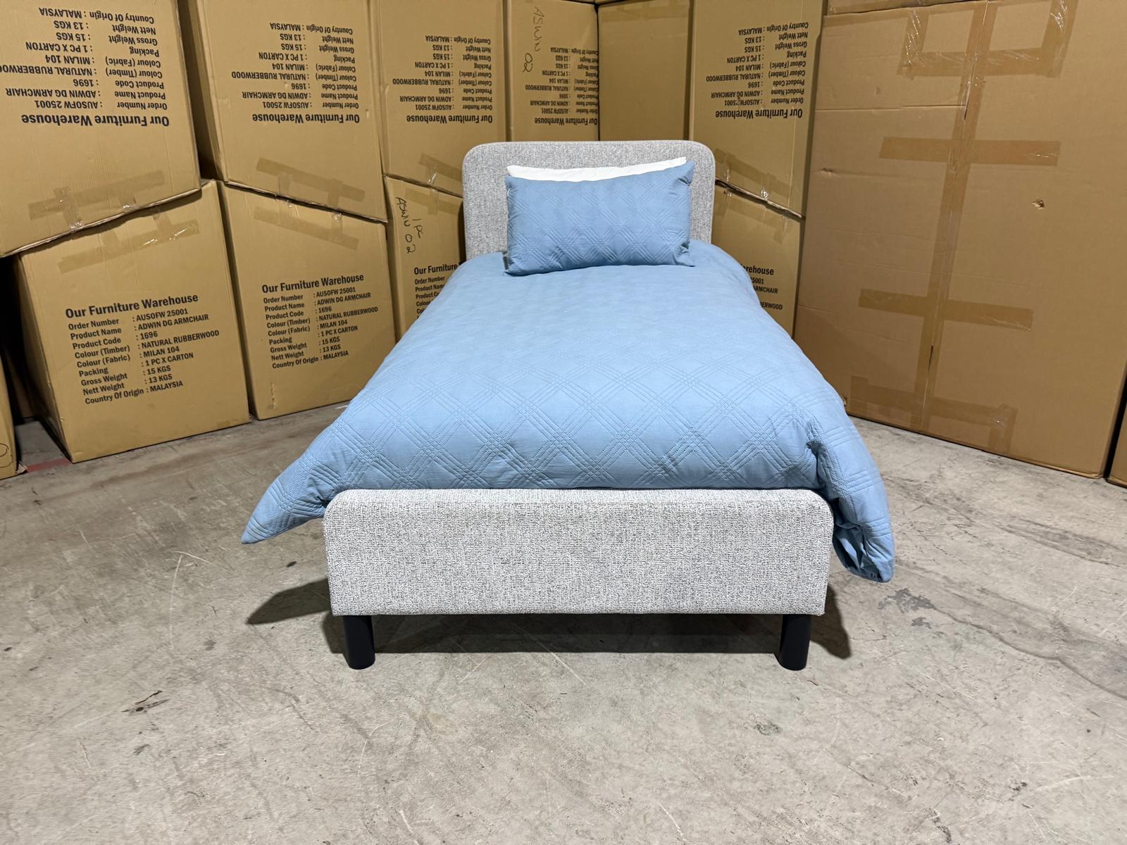 Jenkins Bedroom Range Single Upholstered Bed In Present 452 Mid Grey