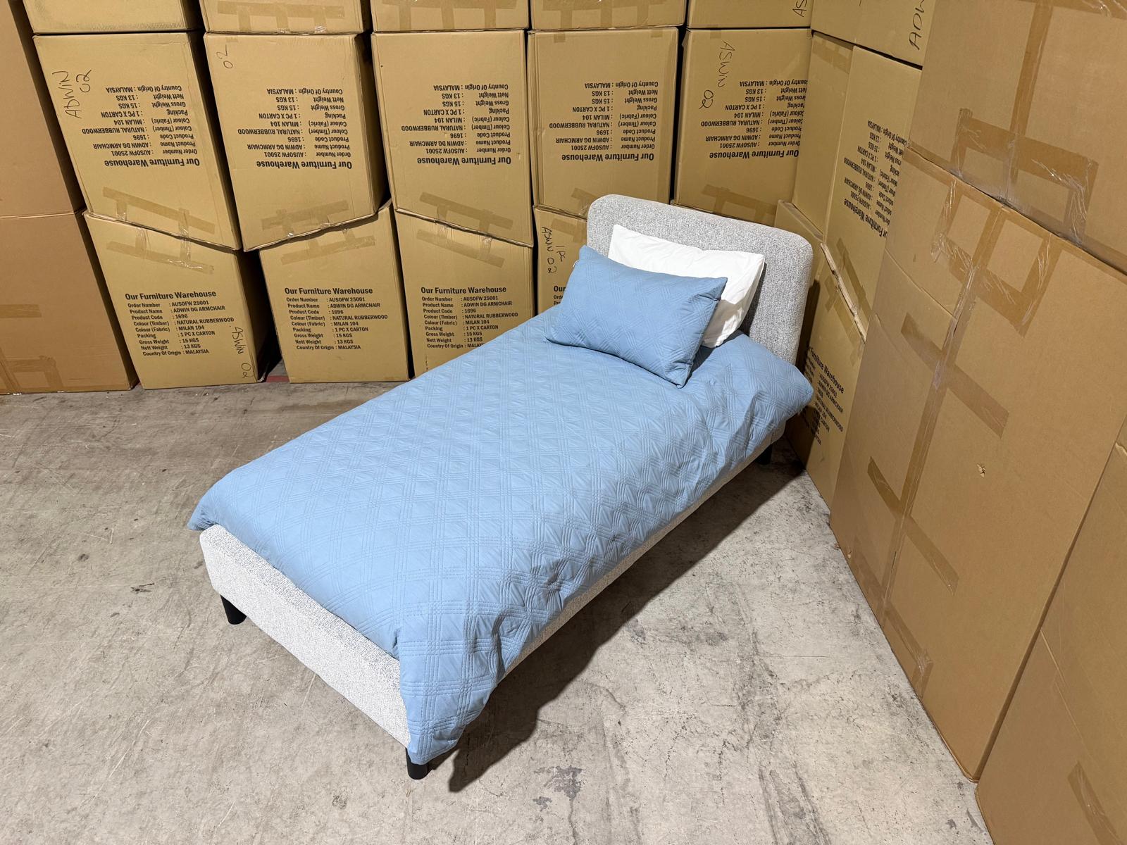 Jenkins Bedroom Range Single Upholstered Bed In Present 452 Mid Grey