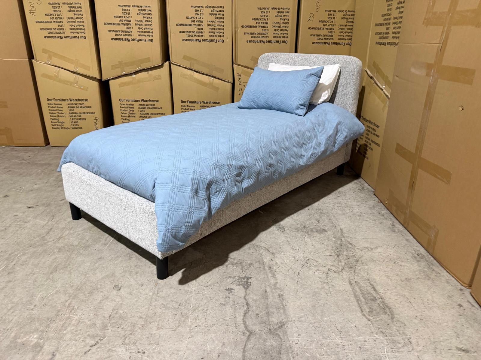 Jenkins Bedroom Range Single Upholstered Bed In Present 452 Mid Grey