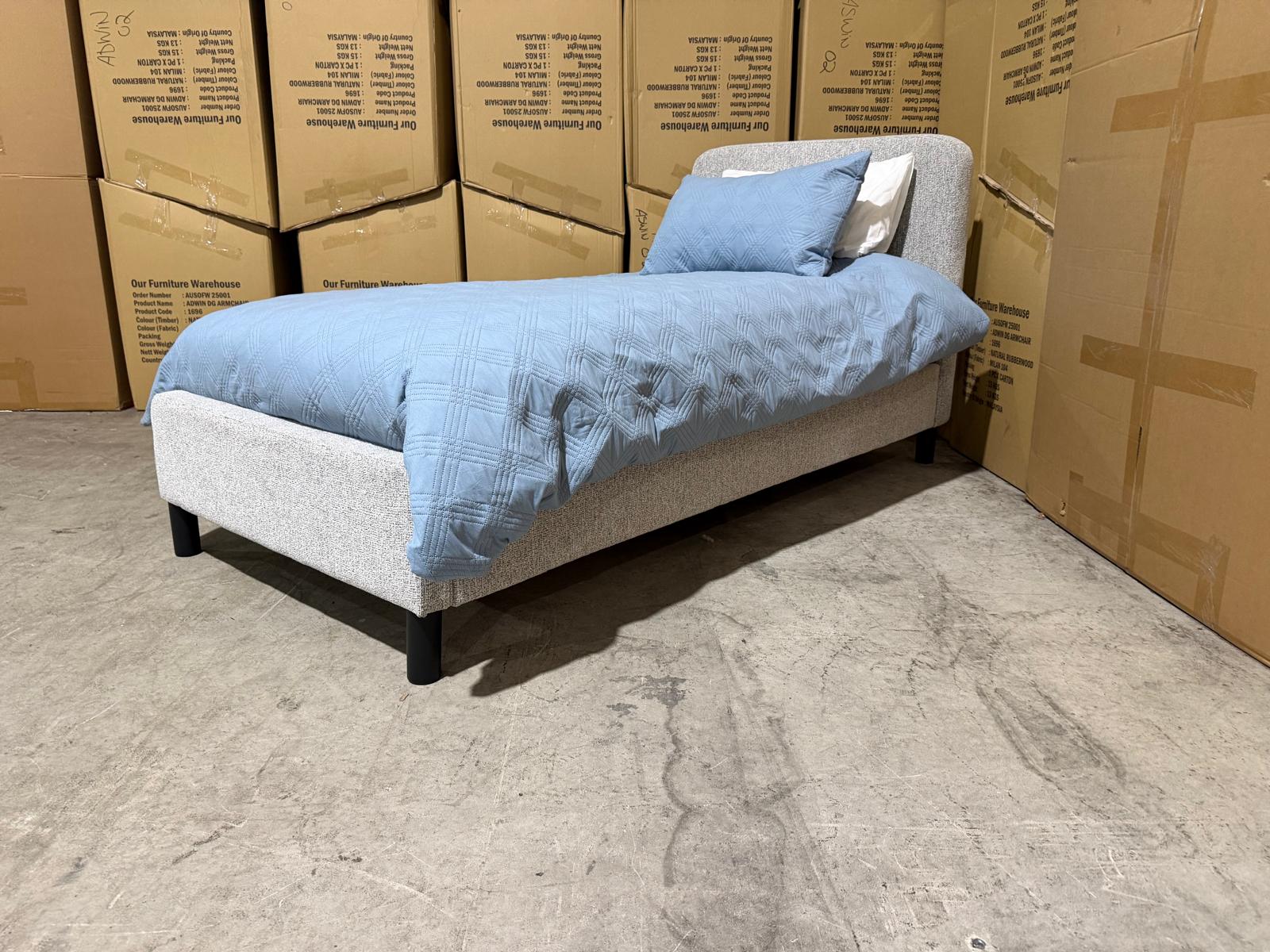 Jenkins Bedroom Range Single Upholstered Bed In Present 452 Mid Grey